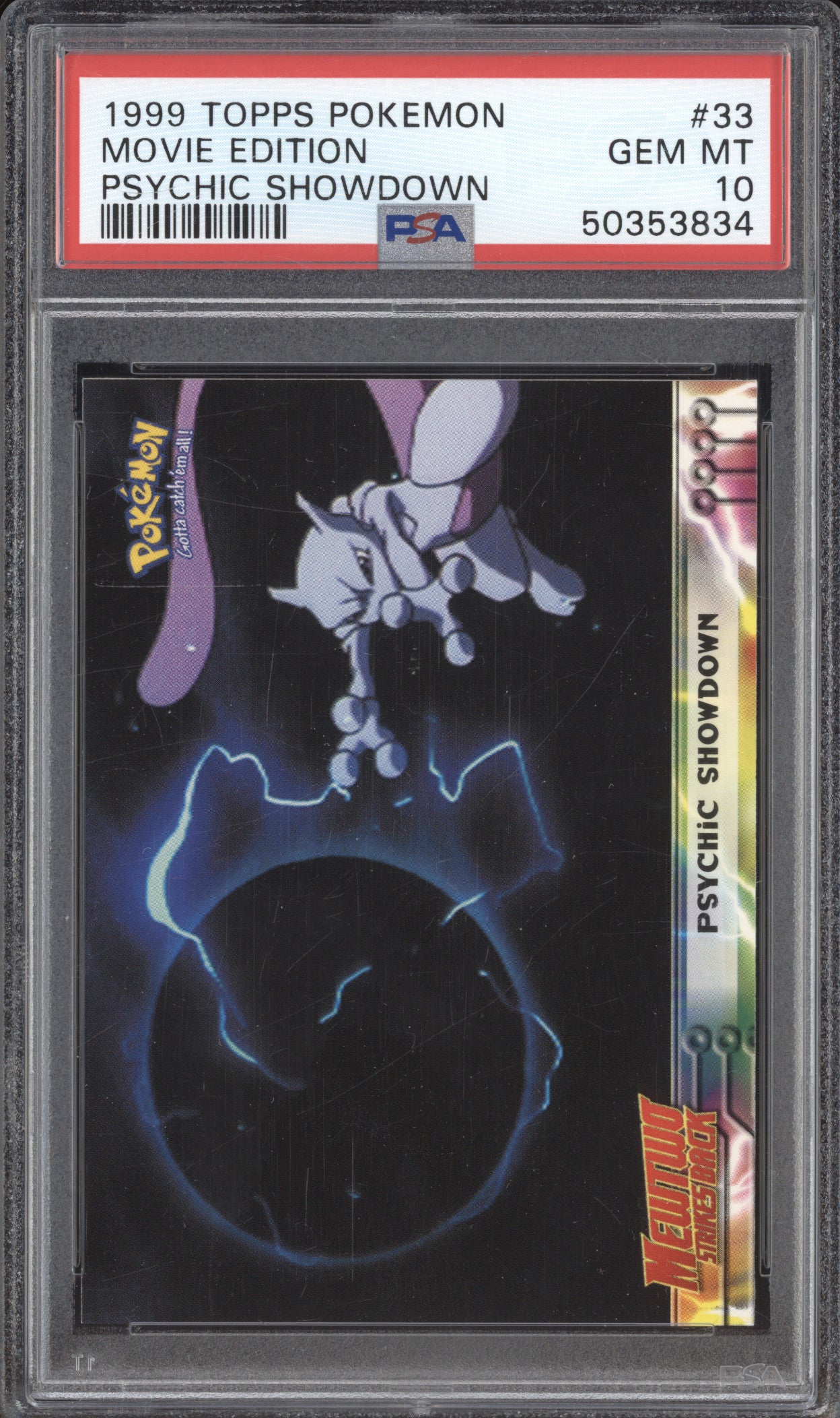 1999 Topps The First Movie 33 Mewtwo Psychic Showdown PSA 10