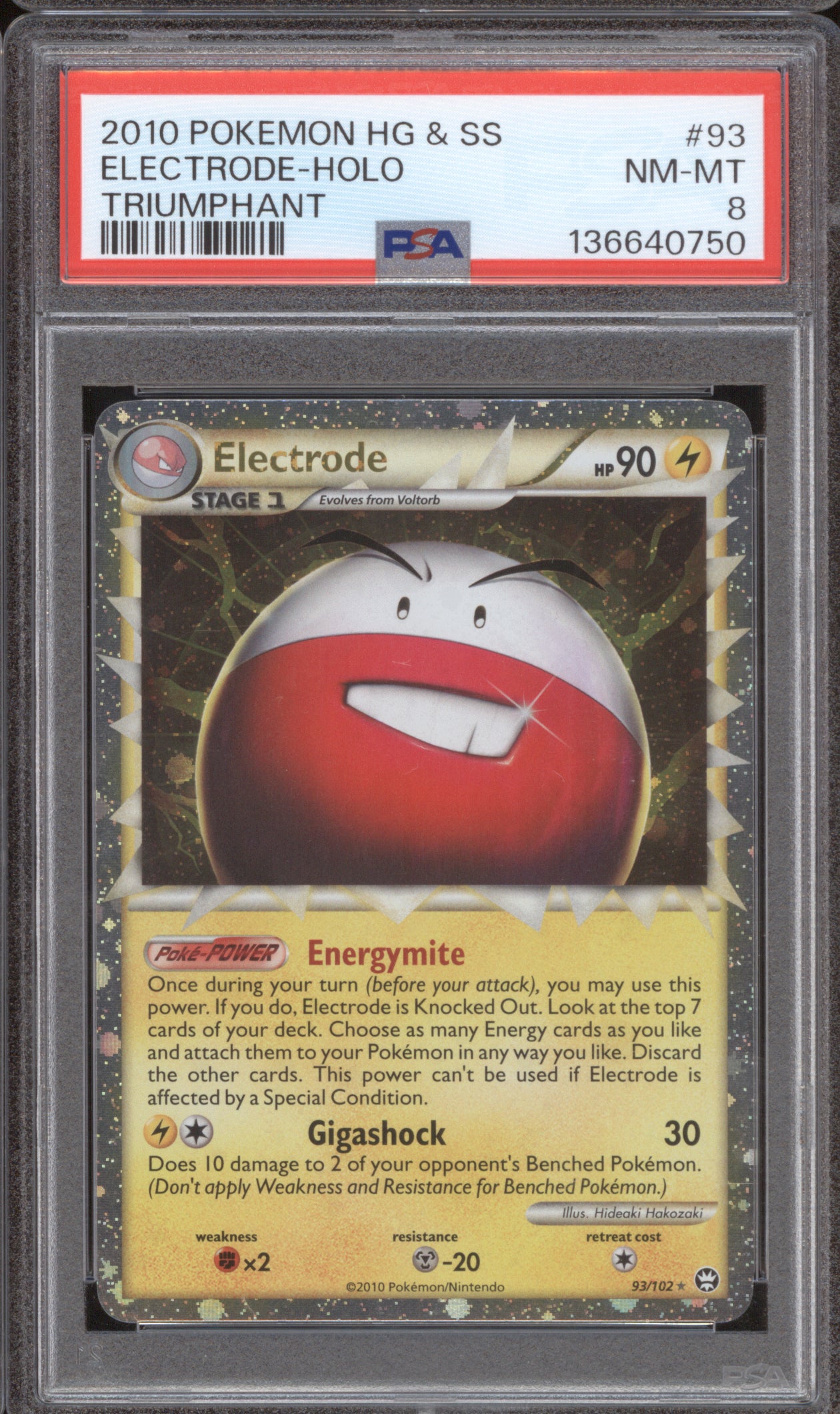 Electrode Prime 2010 Pokemon Triumphant 93/102 Holo PSA 8