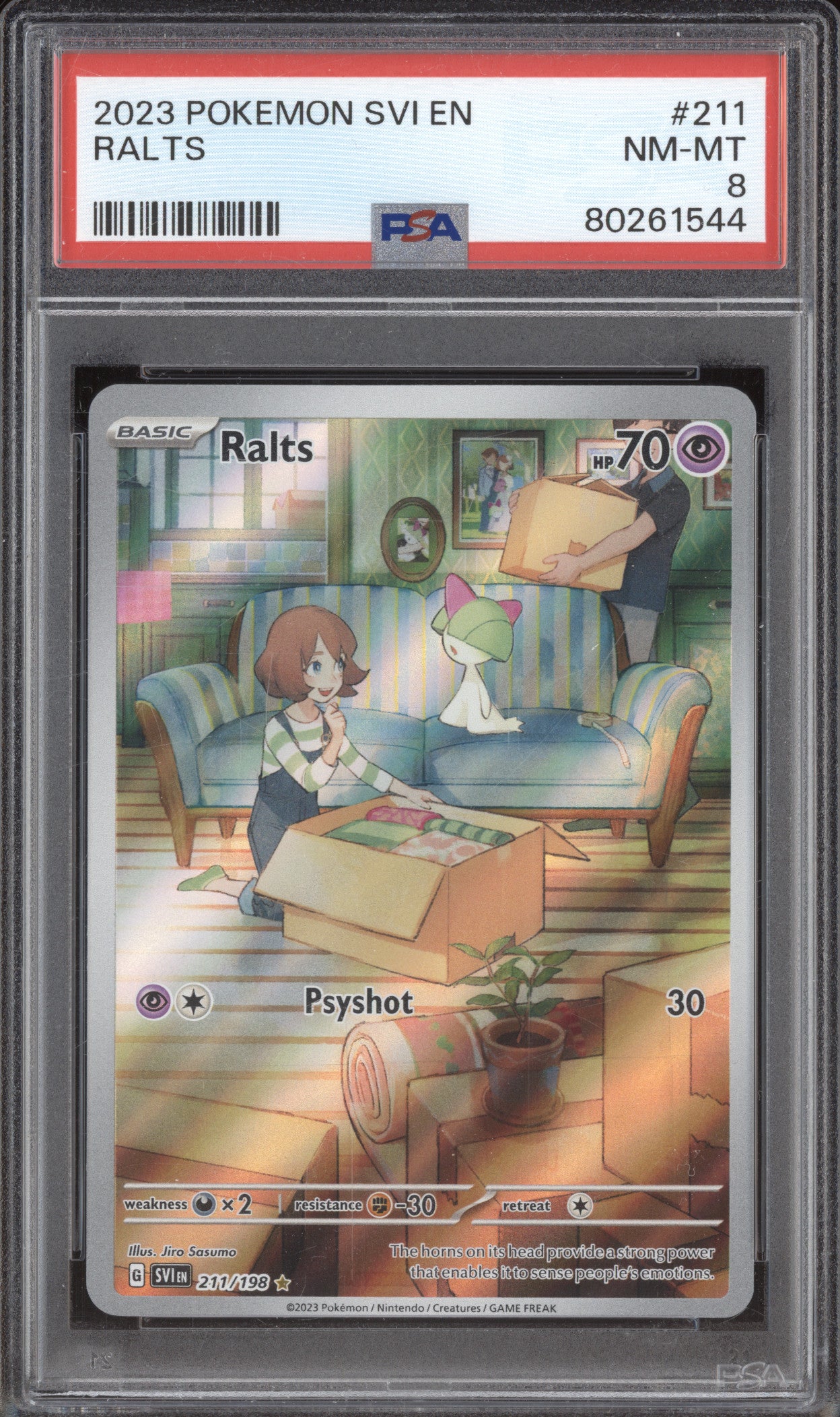 2023 Pokemon Scarlet & Violet SVI 211 Ralts Illustration Rare PSA 8