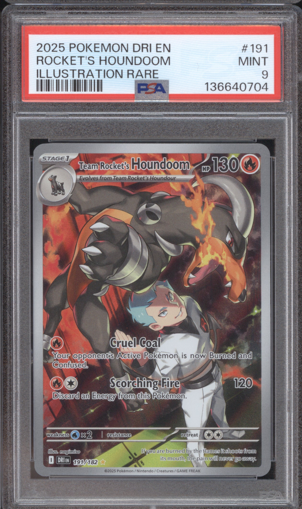 Team Rocket's Houndoom Pokemon Destined Rivals DRI 191/182 Illustration PSA 9