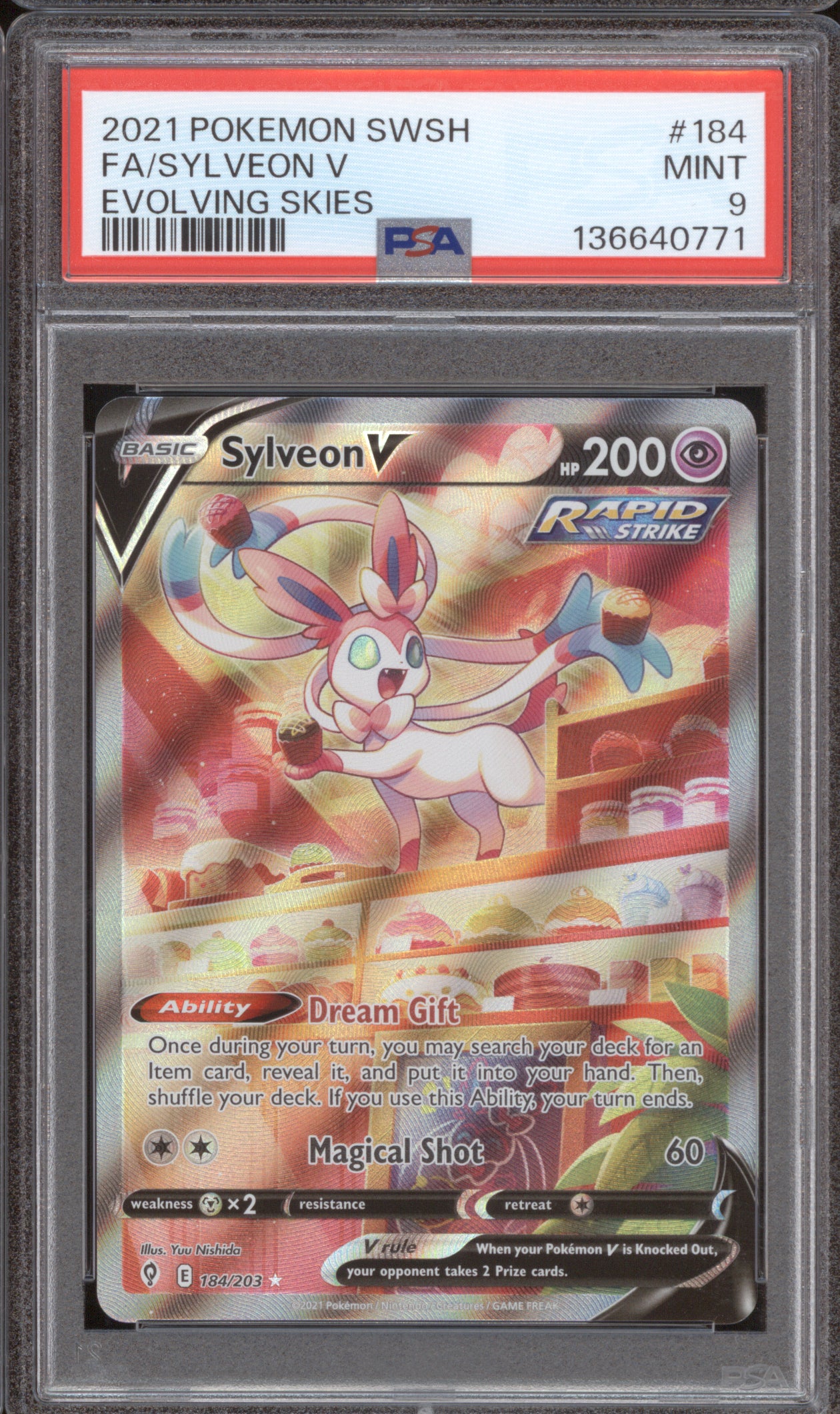 Sylveon V 2021 Pokemon Evolving Skies 184/203 Full Art PSA 9
