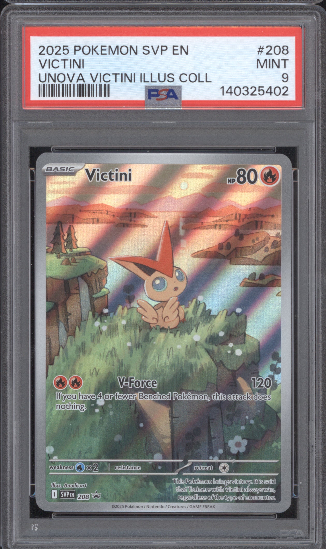 Victini 2025 Pokemon Scarlet & Violet Promo SVP 208 Black Star Promo PSA 9