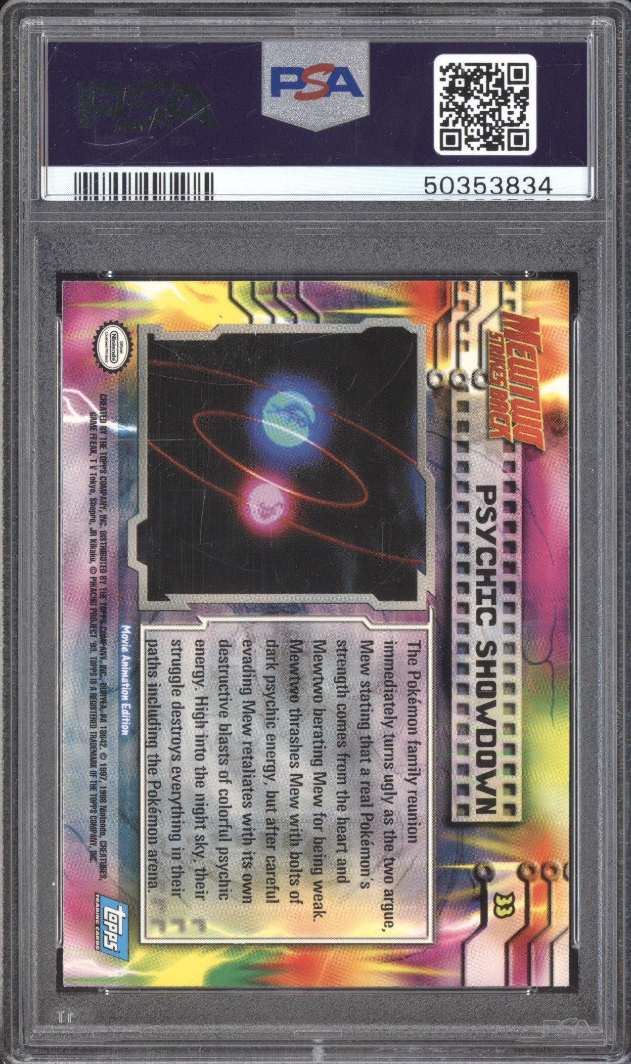 1999 Topps The First Movie 33 Mewtwo Psychic Showdown PSA 10