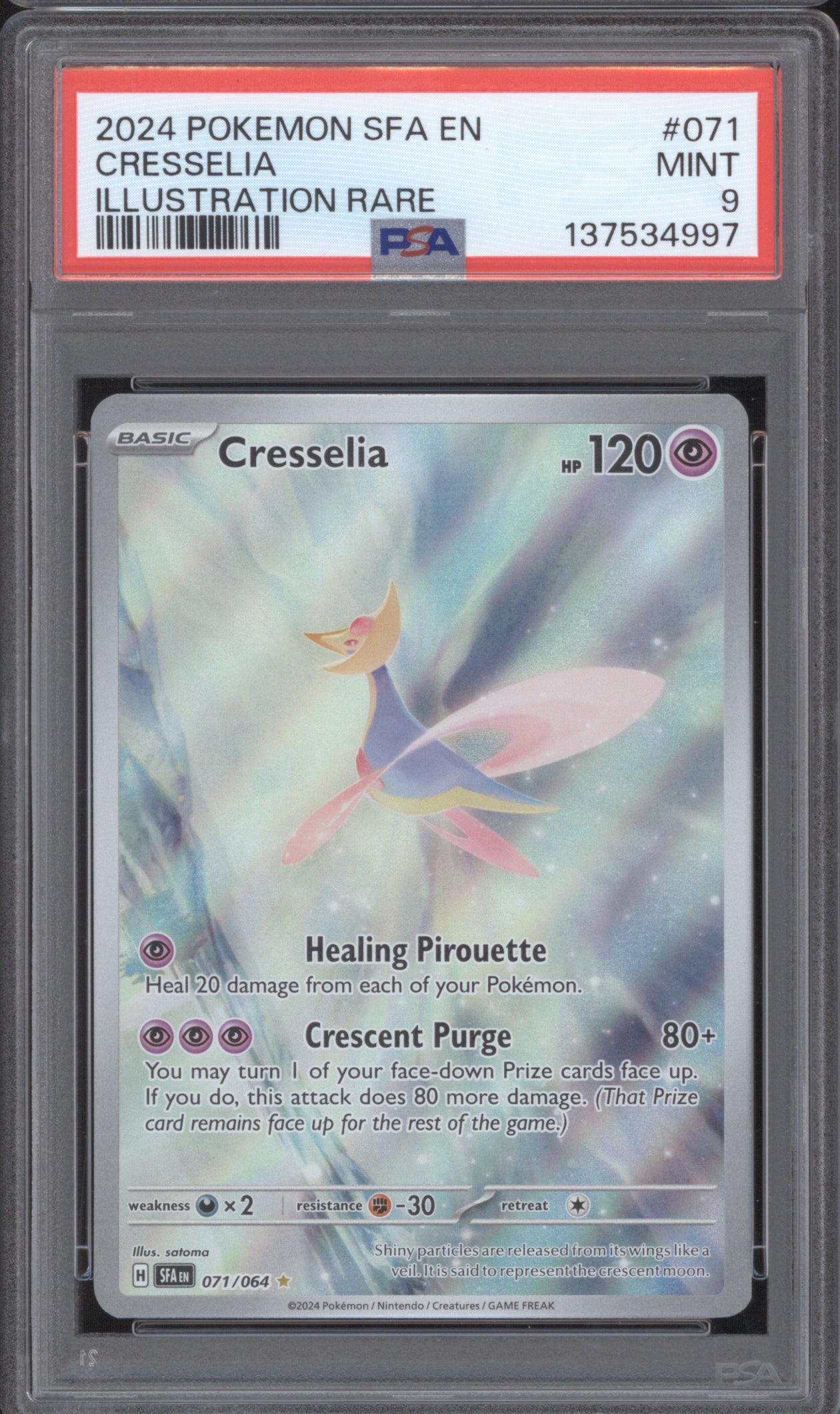 Cresselia 2024 Pokemon Shrouded Fable SFA 071/064 Illustration Rare PSA 9