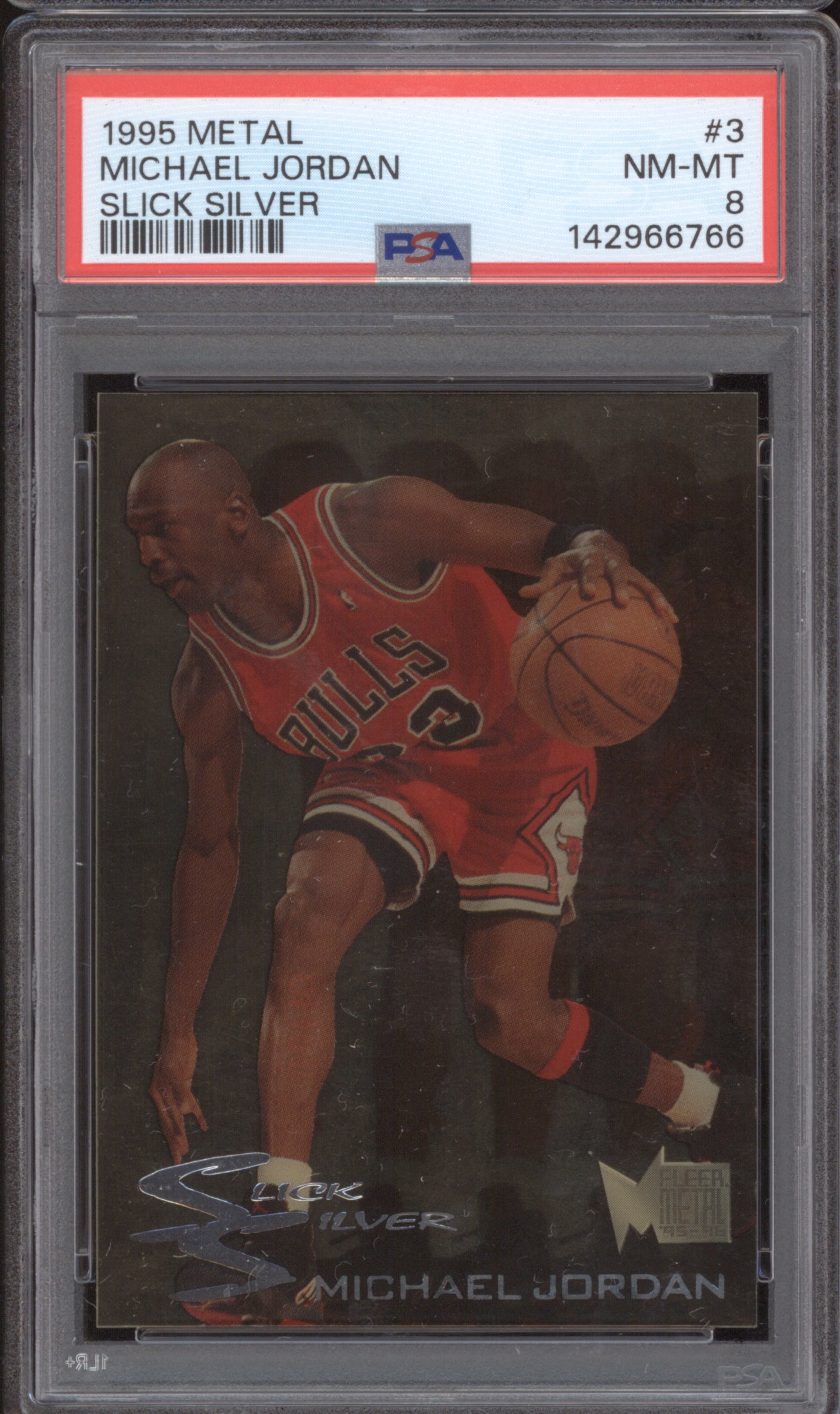 Michael Jordan 1995 Fleer Metal 3 Slick Silver PSA 8