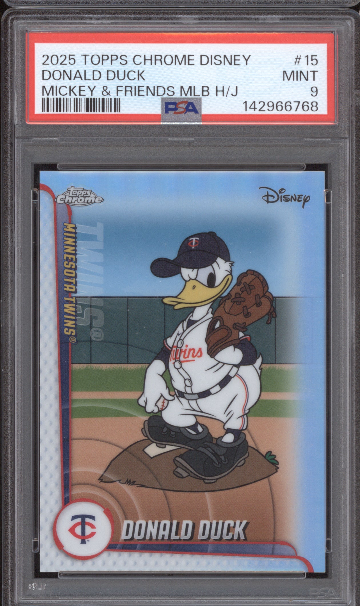 Donald Duck 2025 Topps Chrome Disney 15 PSA 9