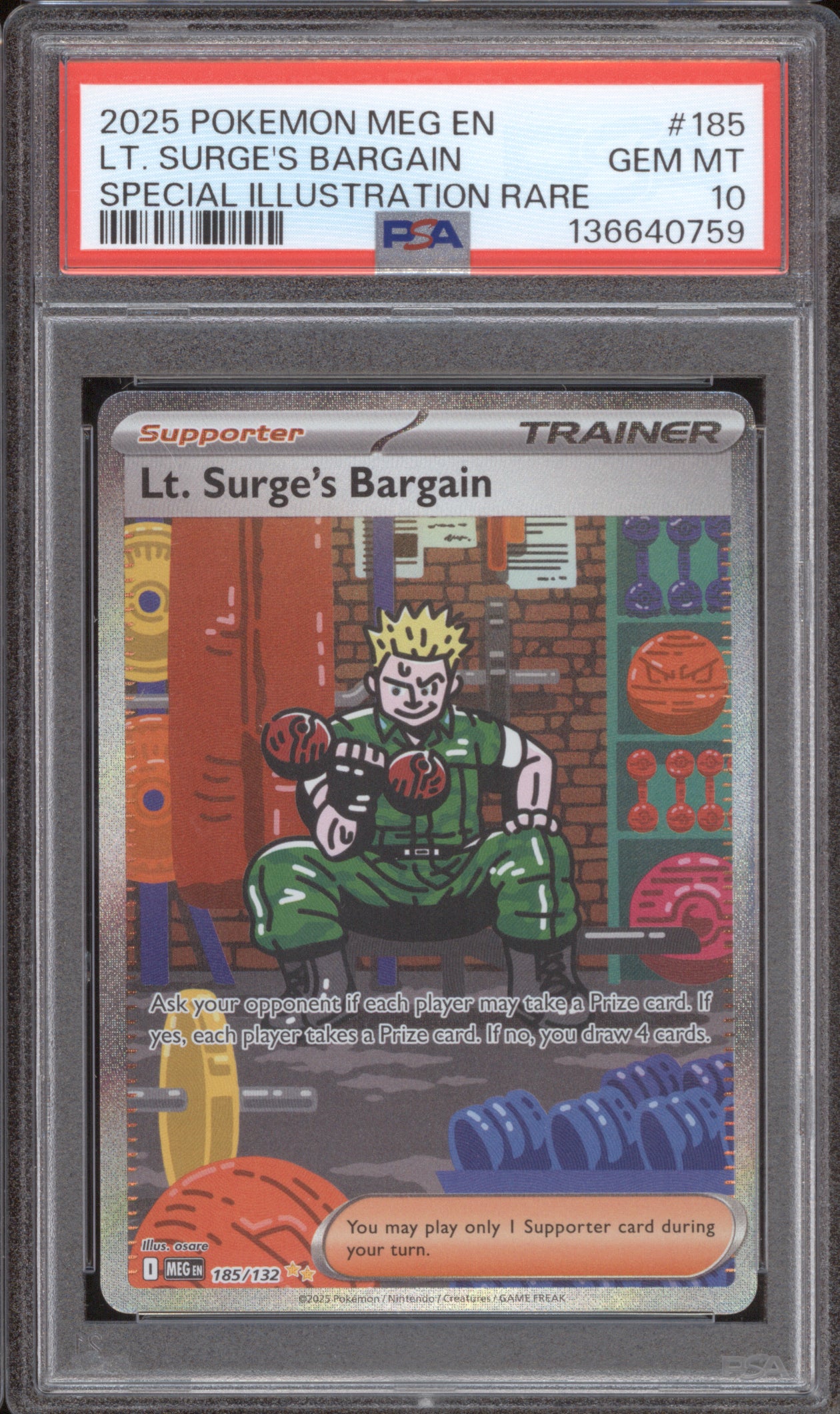 Lt. Surge's Bargain 2025 Pokemon Mega Evolution MEG 185/132 SIR PSA 10
