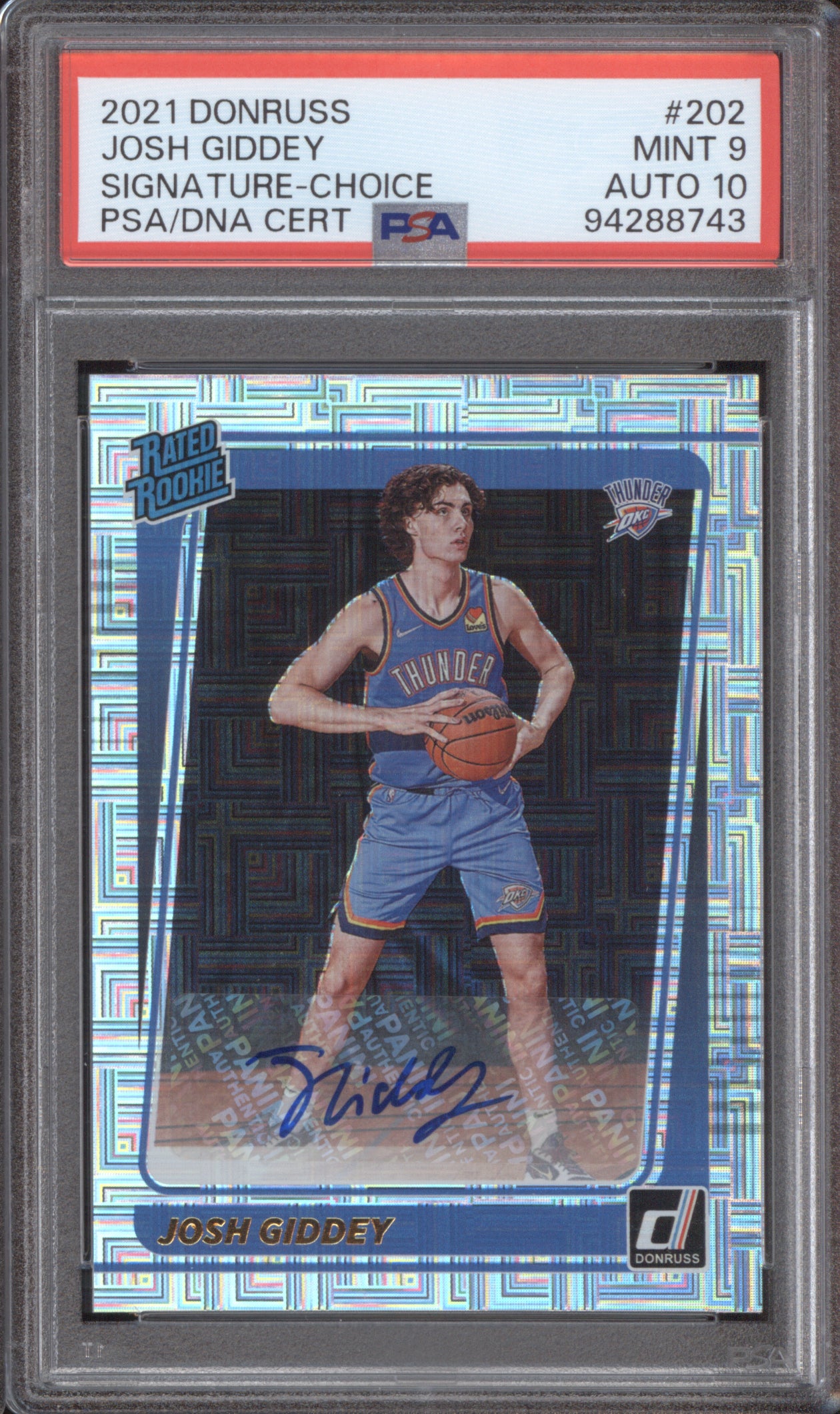 Josh Giddey 2021 Donruss 202 Signature Choice PSA 9 AUTO 10