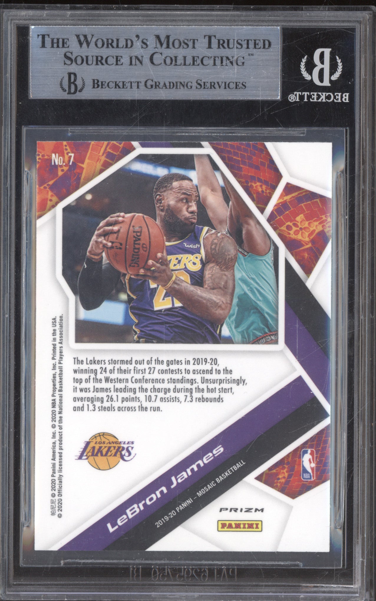 LeBron James 2019 Panini Mosaic Will To Win 7 Green Mosaic BGS 9