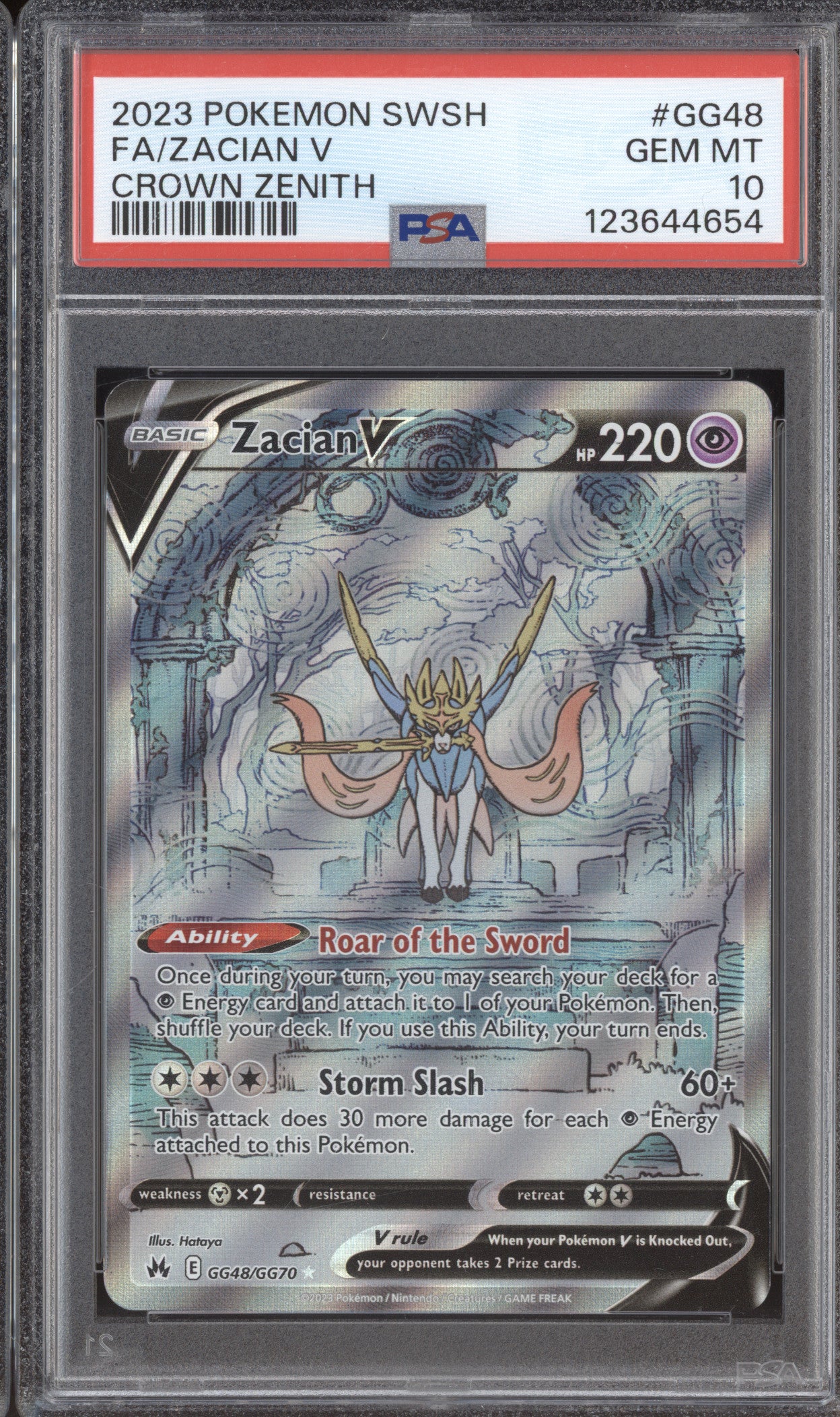2023 Pokemon Crown Zenith GG48 Zacian V Full Art PSA 10