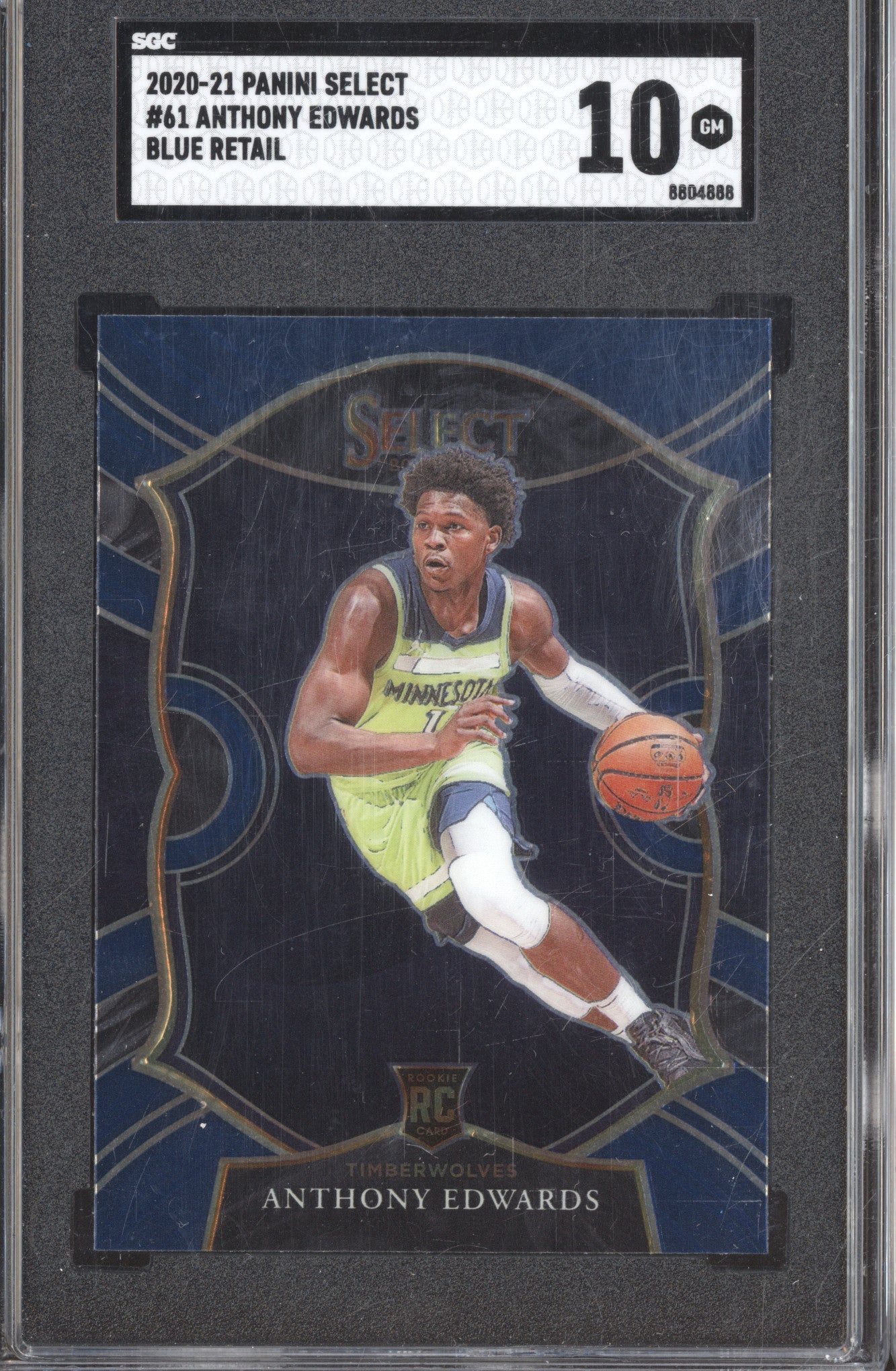 Anthony Edwards 2020 Panini Select 61 Blue Retail RC SGC 10