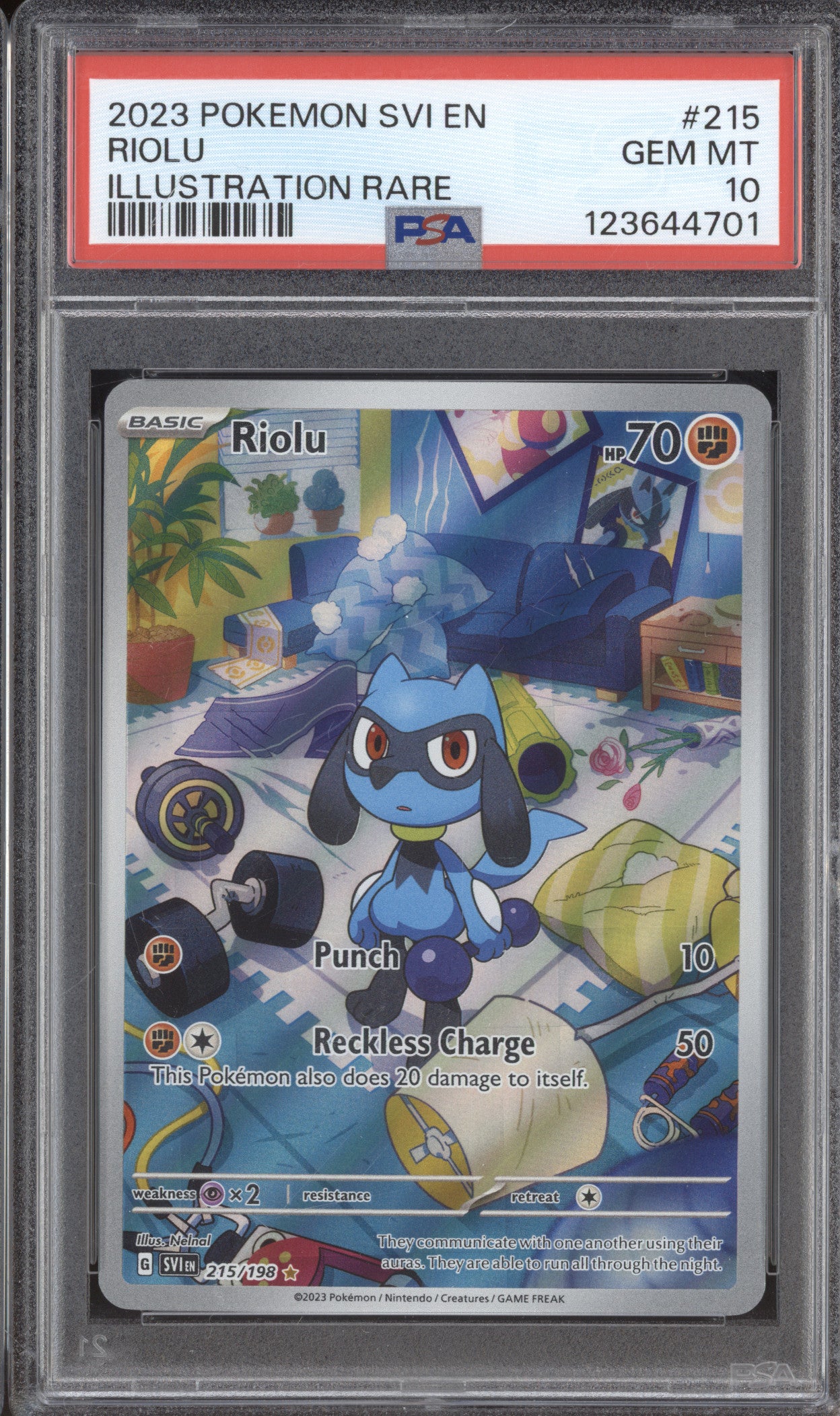 2023 Pokemon Scarlet & Violet SVI 215 Riolu Illustration Rare PSA 10