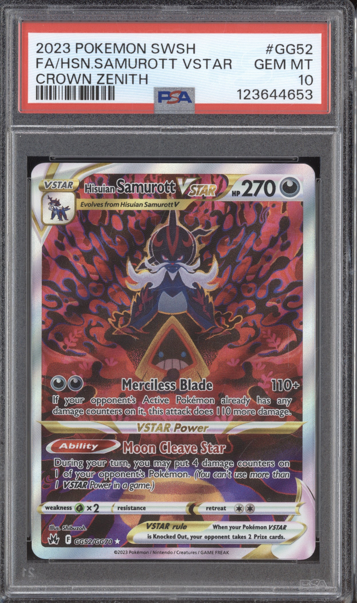 2023 Pokemon Crown Zenith GG52 Hisuian Samurott VSTAR Full Art PSA 10
