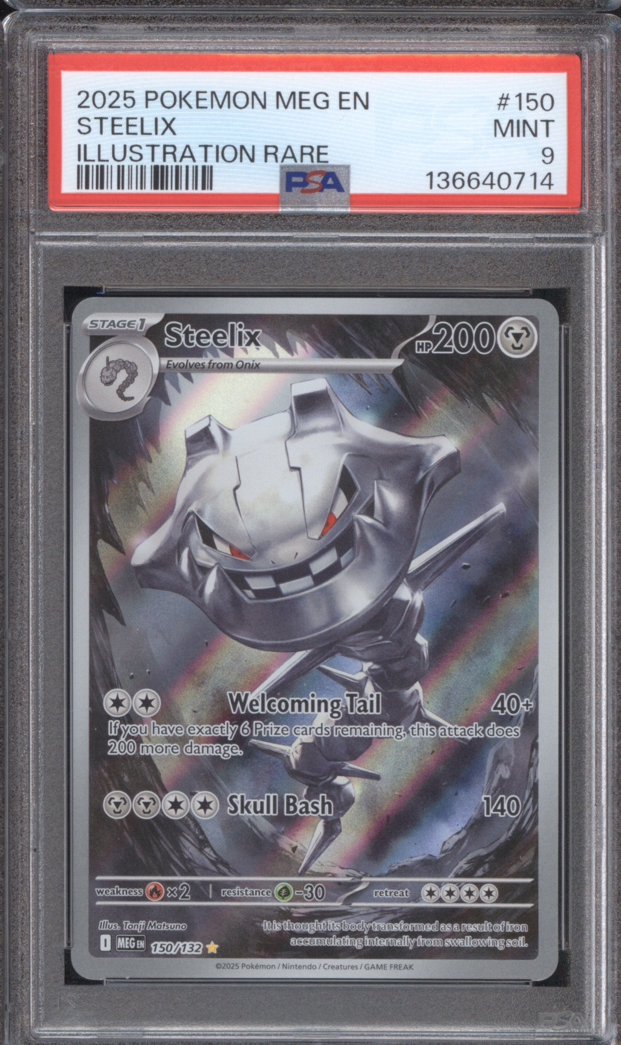 Steelix 2025 Pokemon Mega Evolution MEG 150/132 Illustration Rare PSA 9