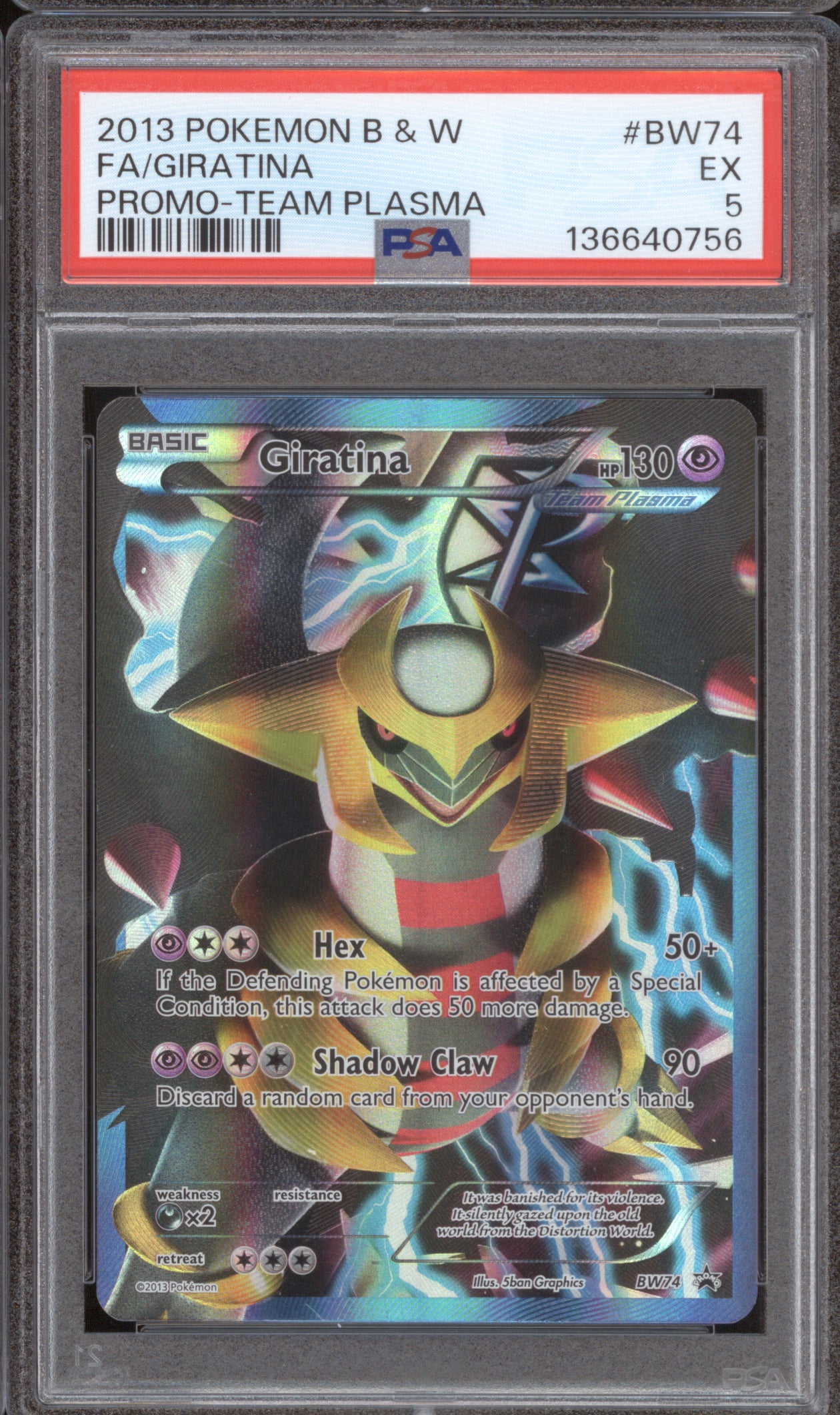 Giratina 2013 Pokemon Black & White BW74 Black Star Promo Full Art PSA 5