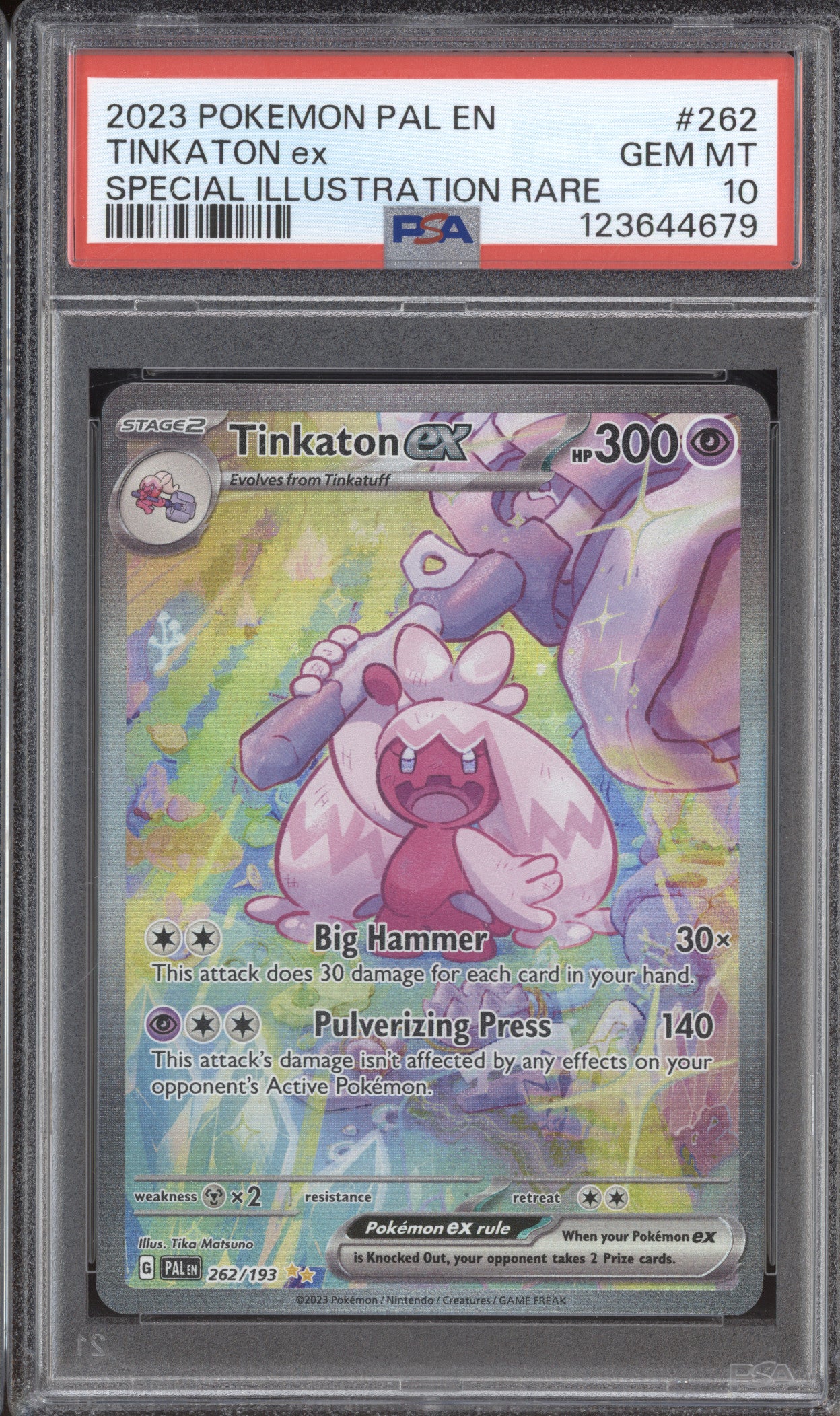 2023 Pokemon Paldea Evolved PAL 262 Tinkaton ex Special Illustration Rare PSA 10