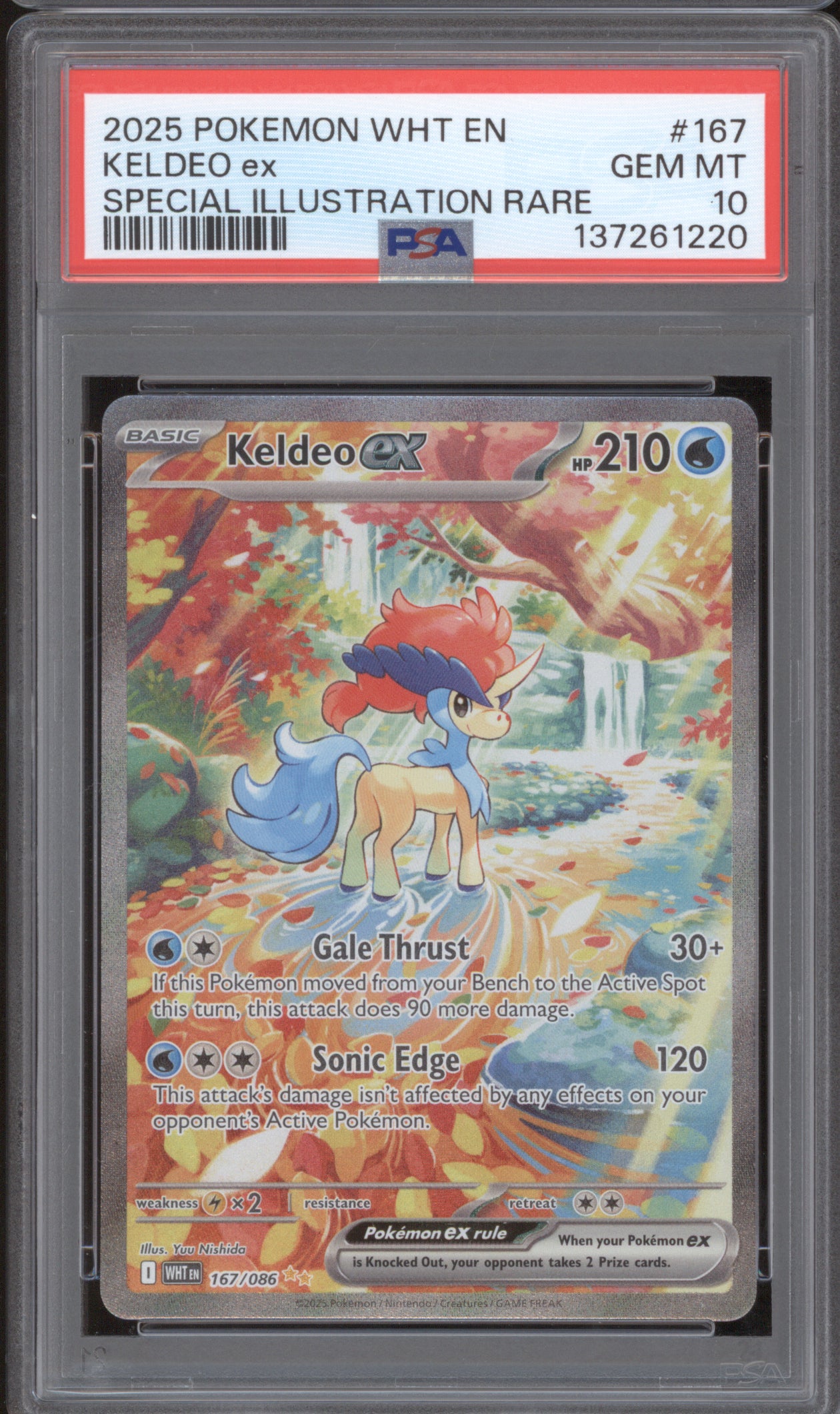 Keldeo ex 2025 Pokemon White Flare WHT 167/086 White Flare PSA 10