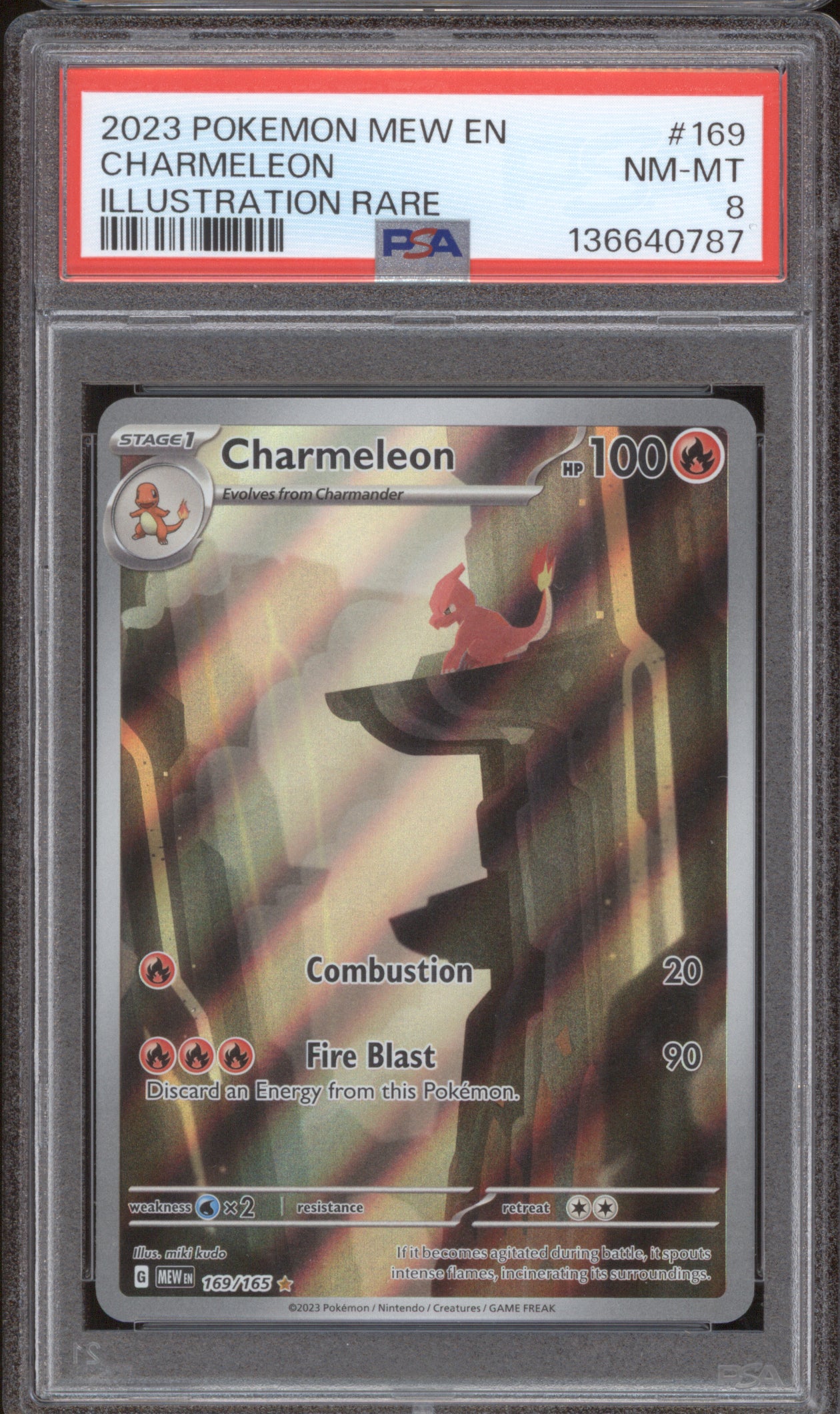 Charmeleon 2023 Pokemon Scarlet & Violet 151 MEW 169/165 Illustration Rare PSA 8