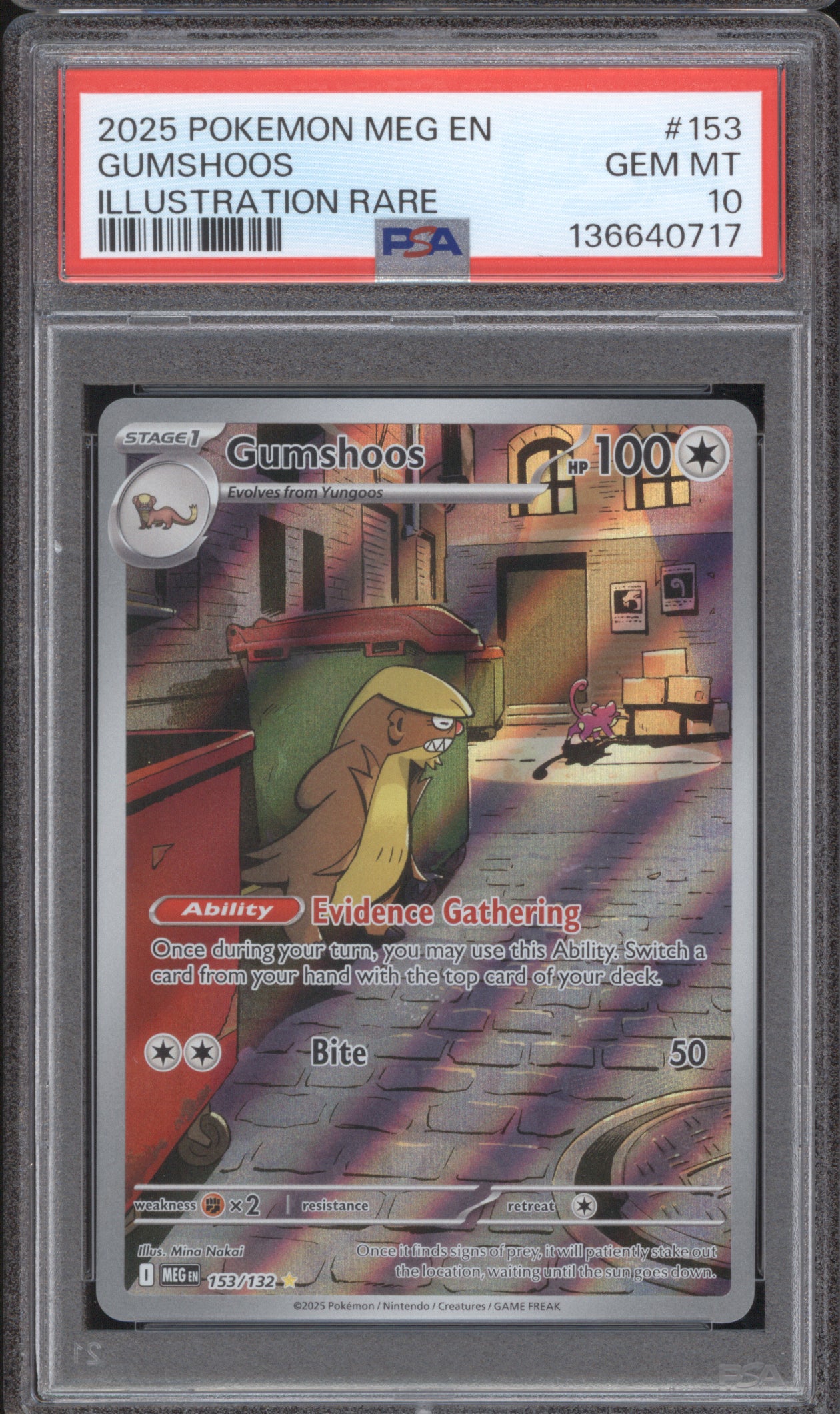 Gumshoos 2025 Pokemon Mega Evolution MEG 153/132 PSA 10