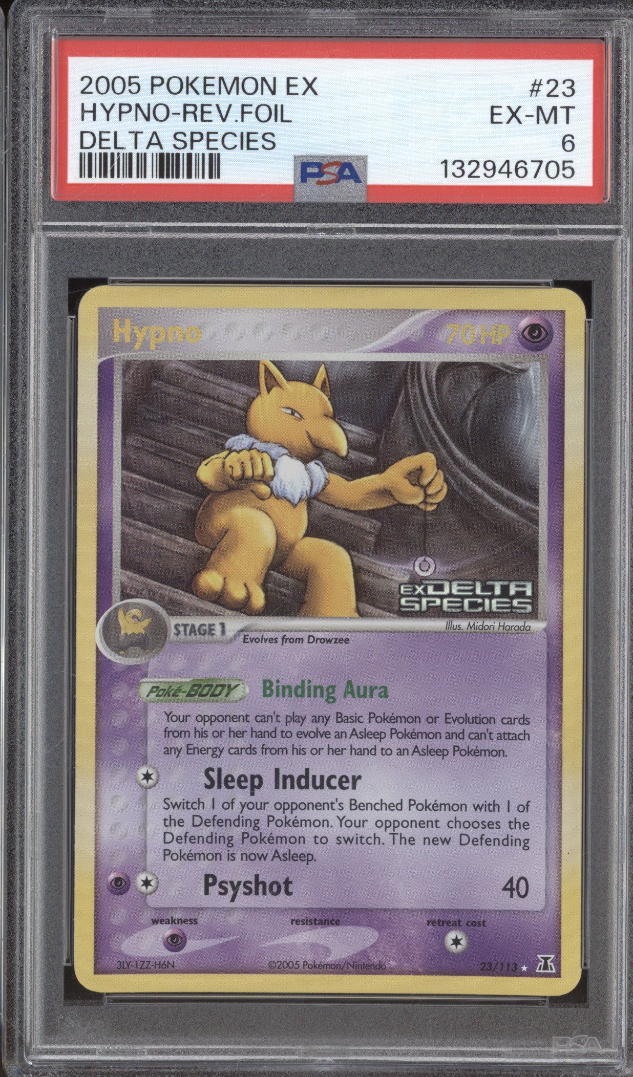 Hypno 2005 Pokemon EX Delta Species 23/113 Reverse Holo PSA 6