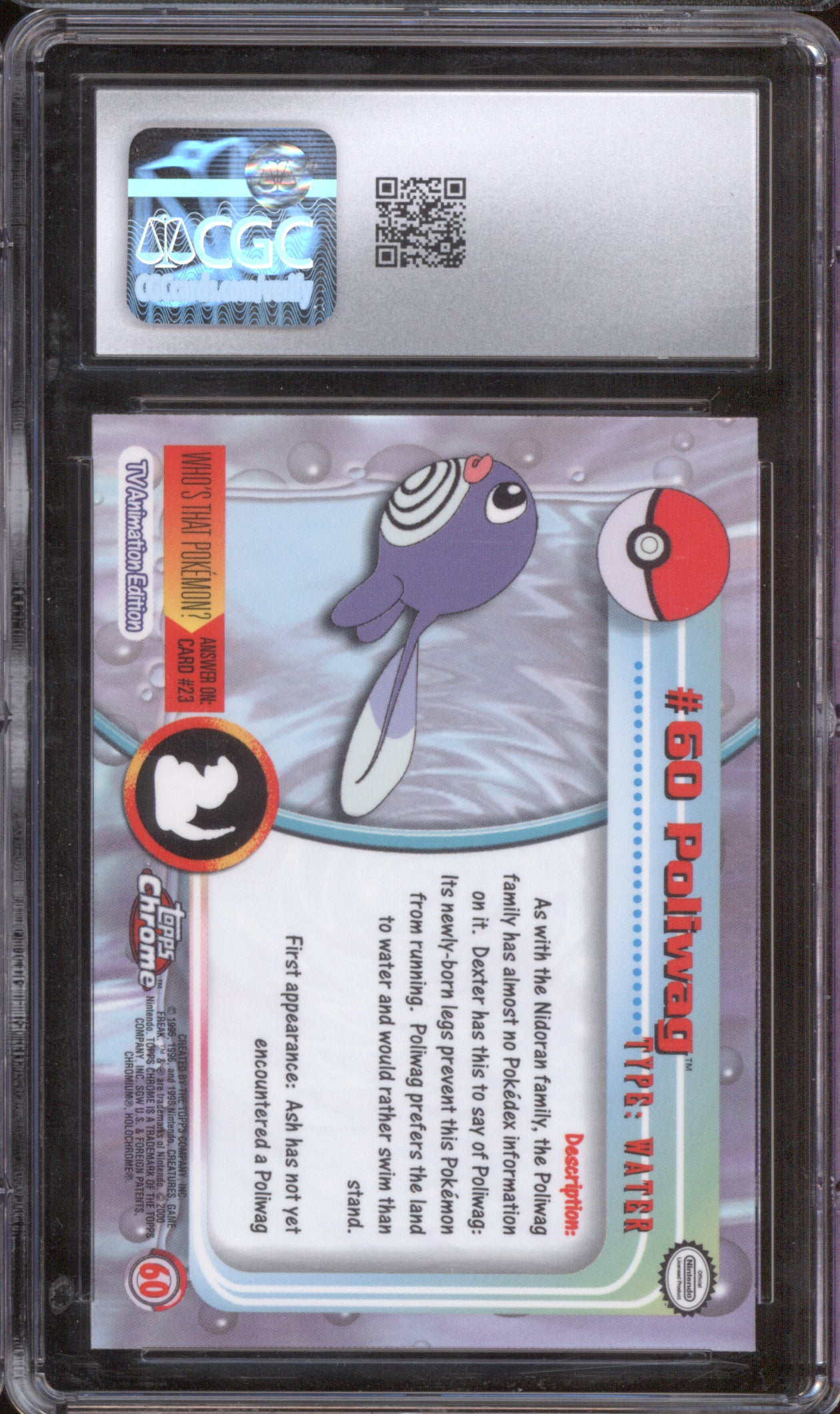 Poliwag 2000 Pokemon Topps Chrome Series 1 60 CGC 9