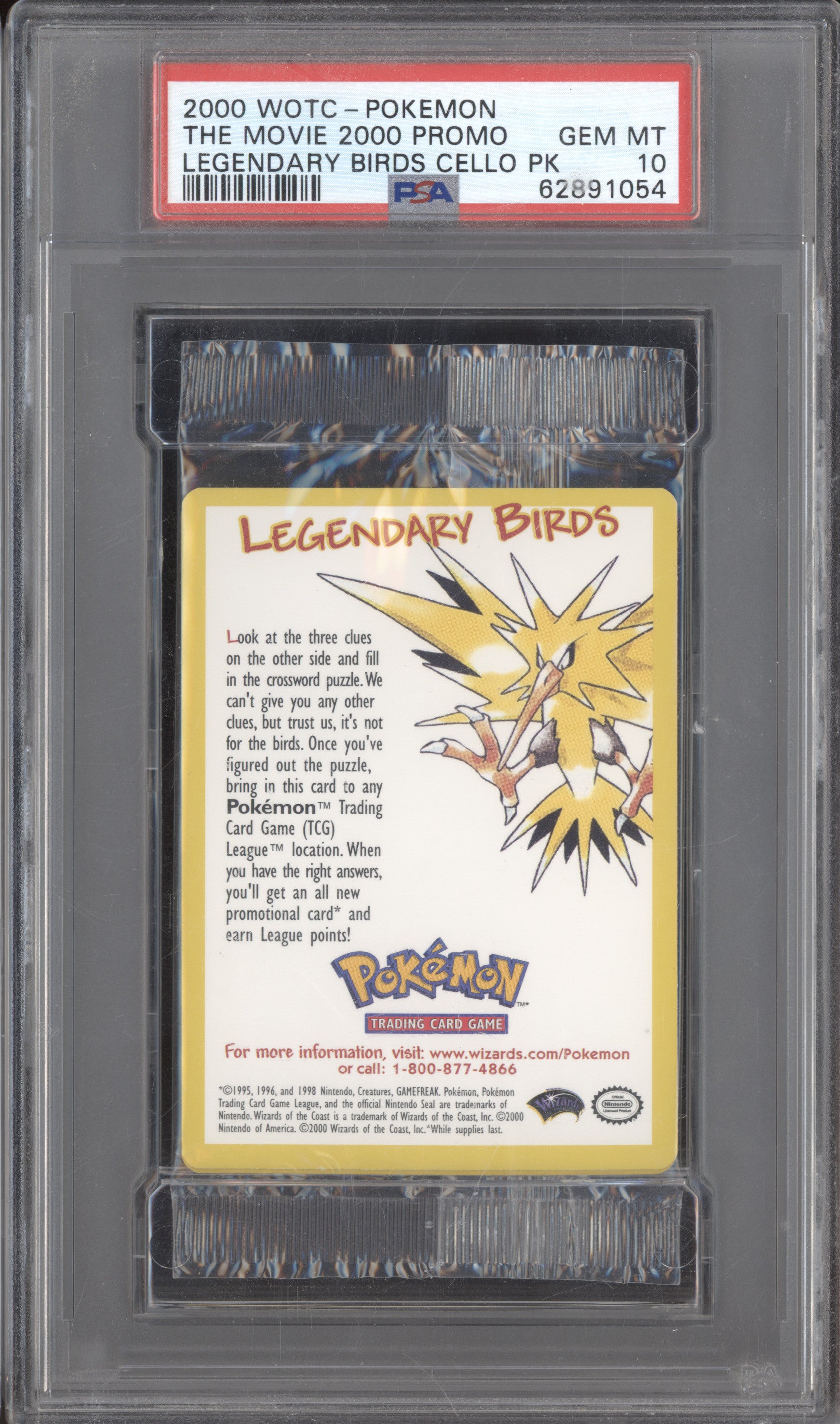 Legendary Birds 2000 WOTC Pokemon The Movie Promo Cello PSA 10