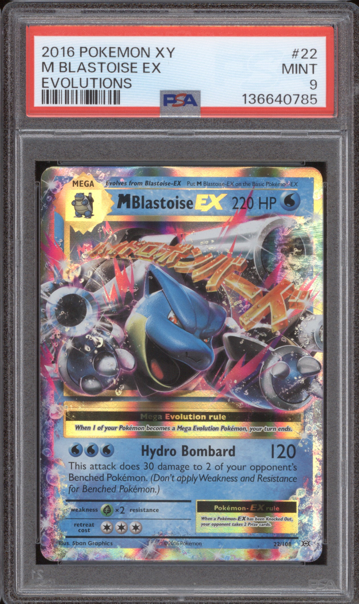 M Blastoise EX 2016 Pokemon Evolutions 22/108 Holo PSA 9