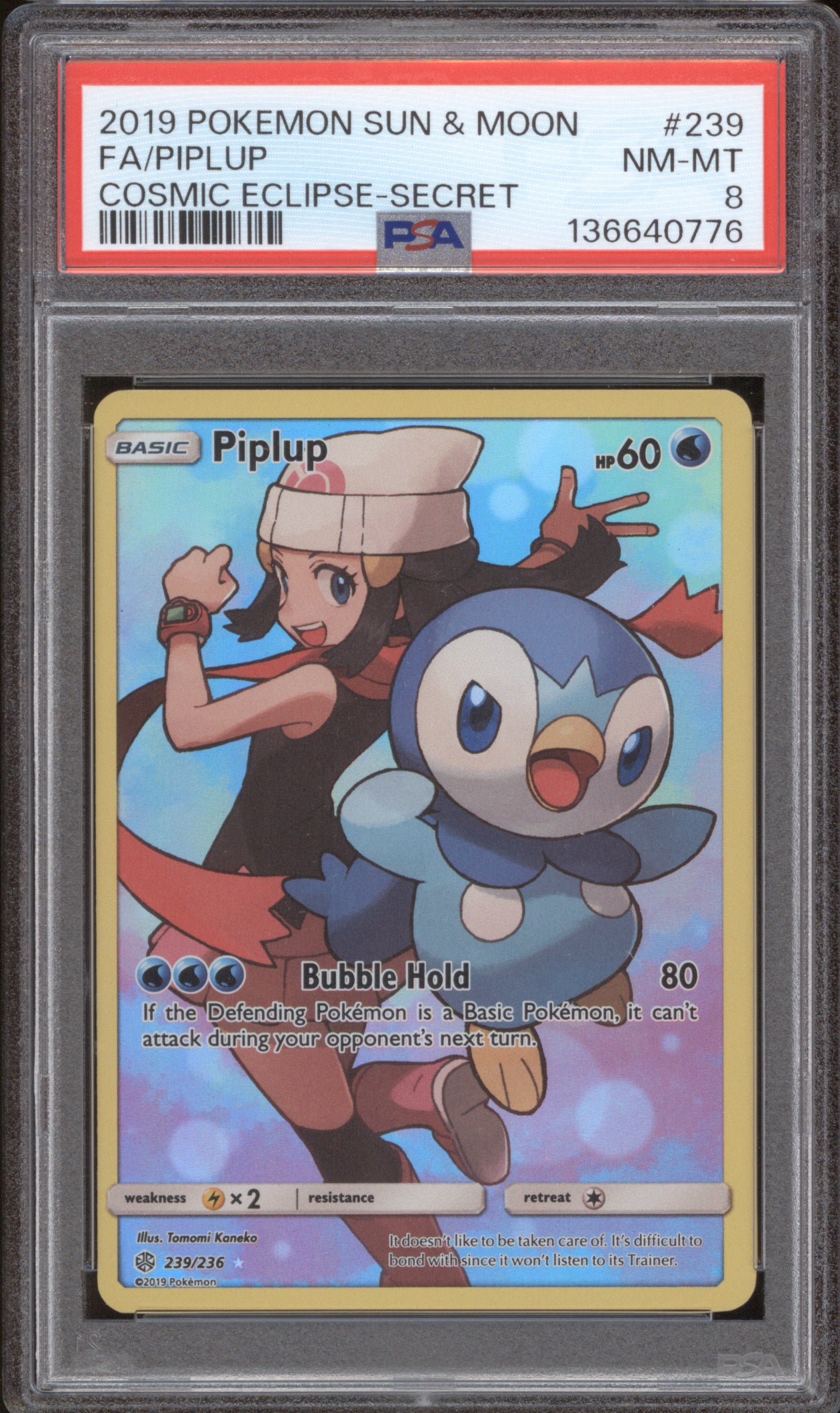 Piplup 2019 Pokemon Cosmic Eclipse 239/236 Secret Rare PSA 8