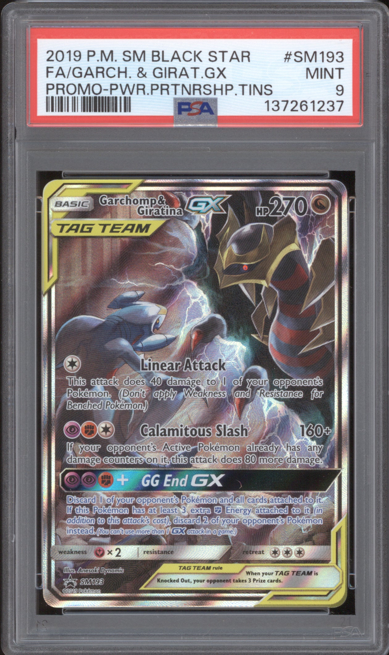 Garchomp & Giratina GX 2019 Pokemon Sun & Moon SM193 Full Art Promo PSA 9