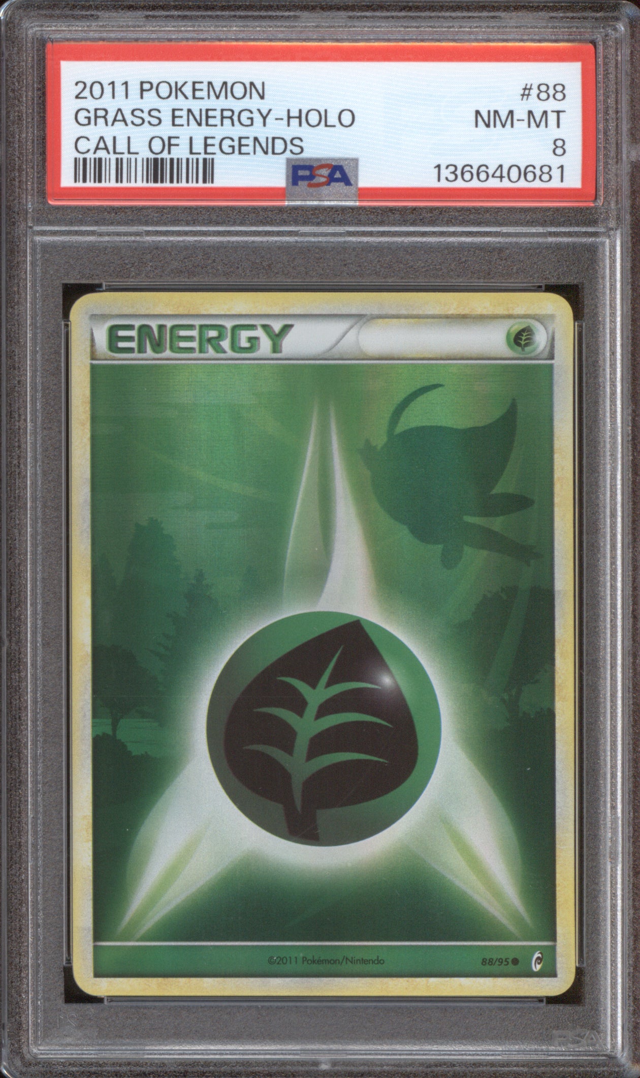 Grass Energy Holo 2011 Pokemon Call of Legends 88/95 PSA 8