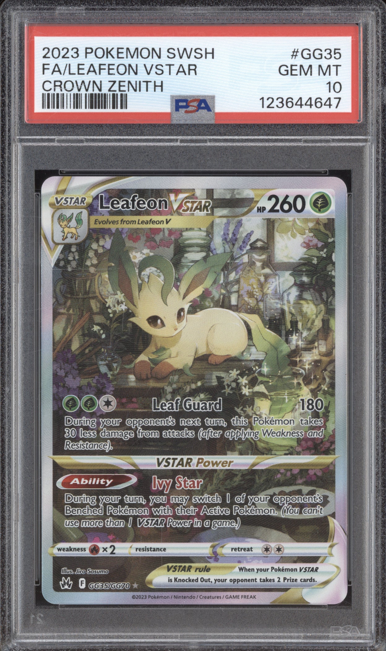 2023 Pokemon Crown Zenith GG35 Leafeon VSTAR Full Art PSA 10