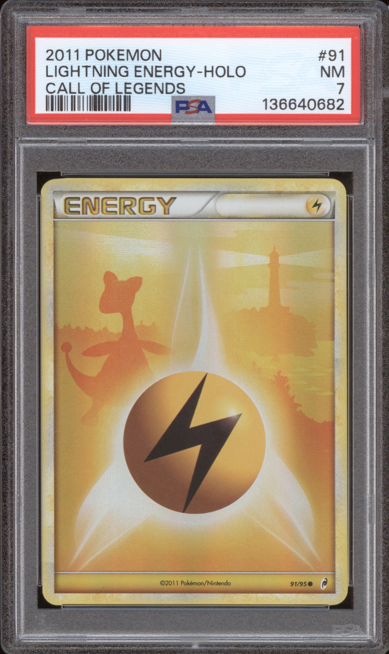 Lightning Energy Holo 2011 Pokemon Call of Legends 91/95 PSA 7