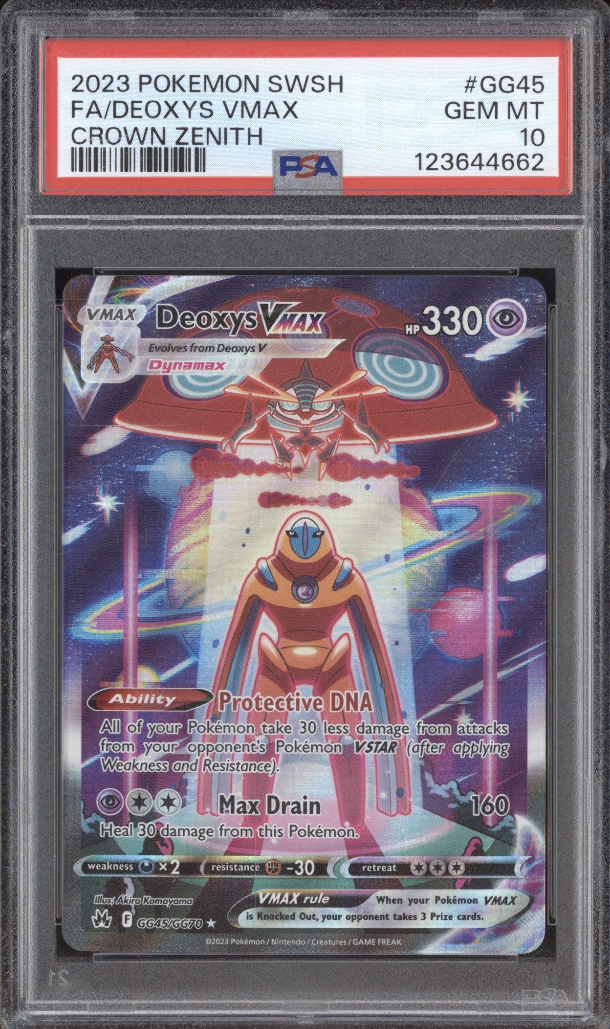 2023 Pokemon Crown Zenith GG45 Deoxys VMAX Full Art PSA 10