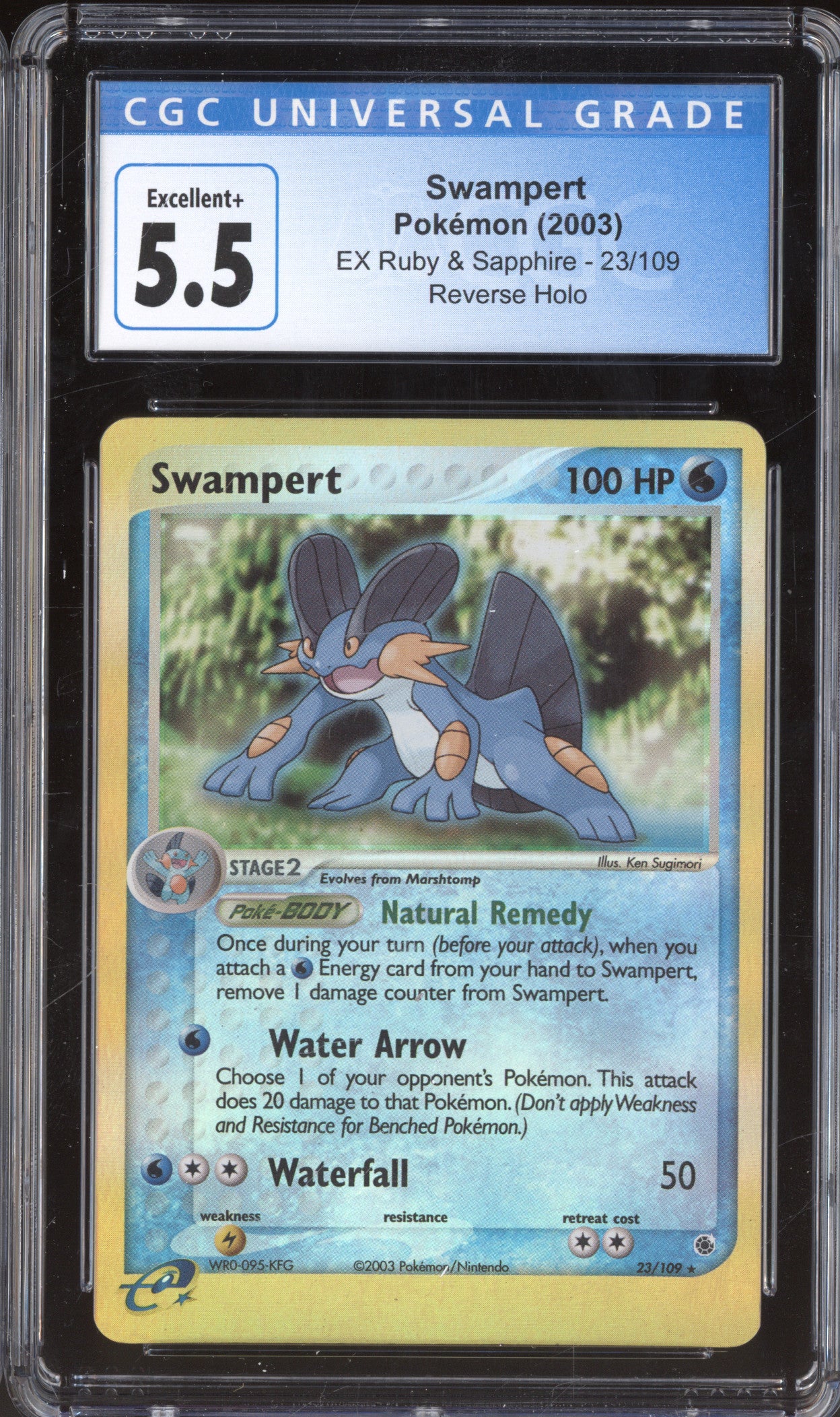 2003 Pokemon EX Ruby & Sapphire 23/109 Swampert Reverse Holo CGC 5.5