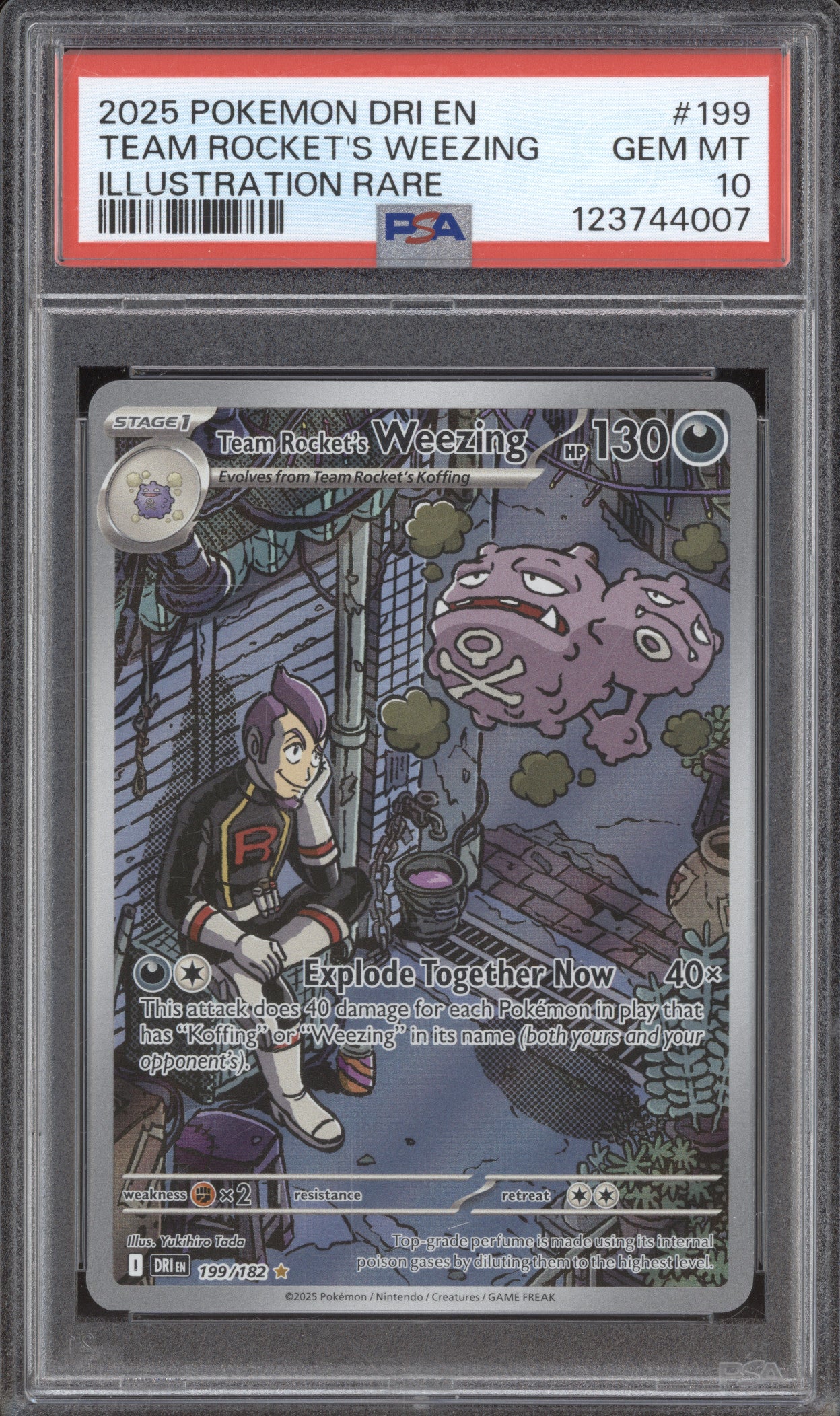 2025 Pokemon Destined Rivals 199 Team Rocket's Weezing Illustration Rare PSA 10