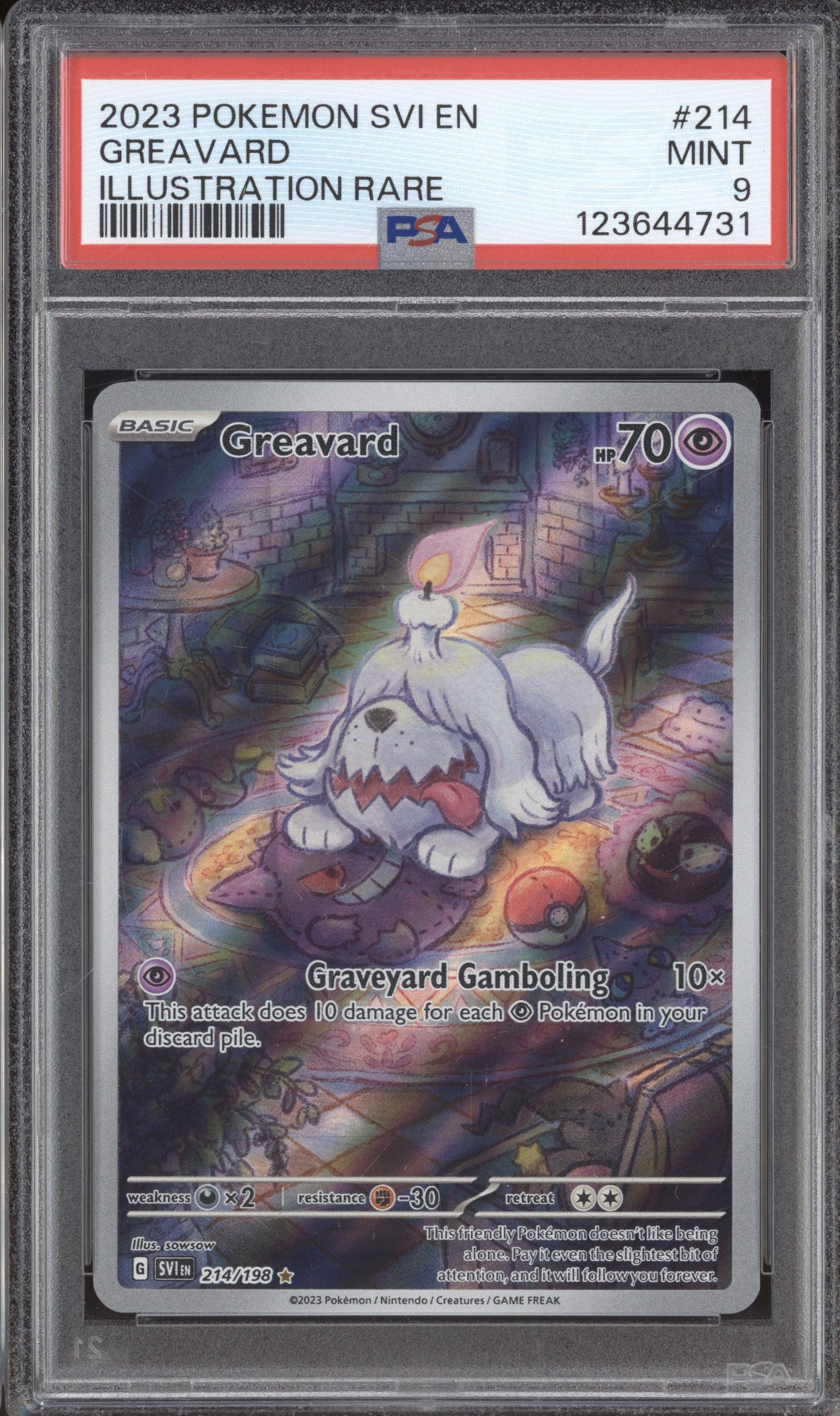 2023 Pokemon Scarlet & Violet SVI 214 Greavard Illustration Rare PSA 9