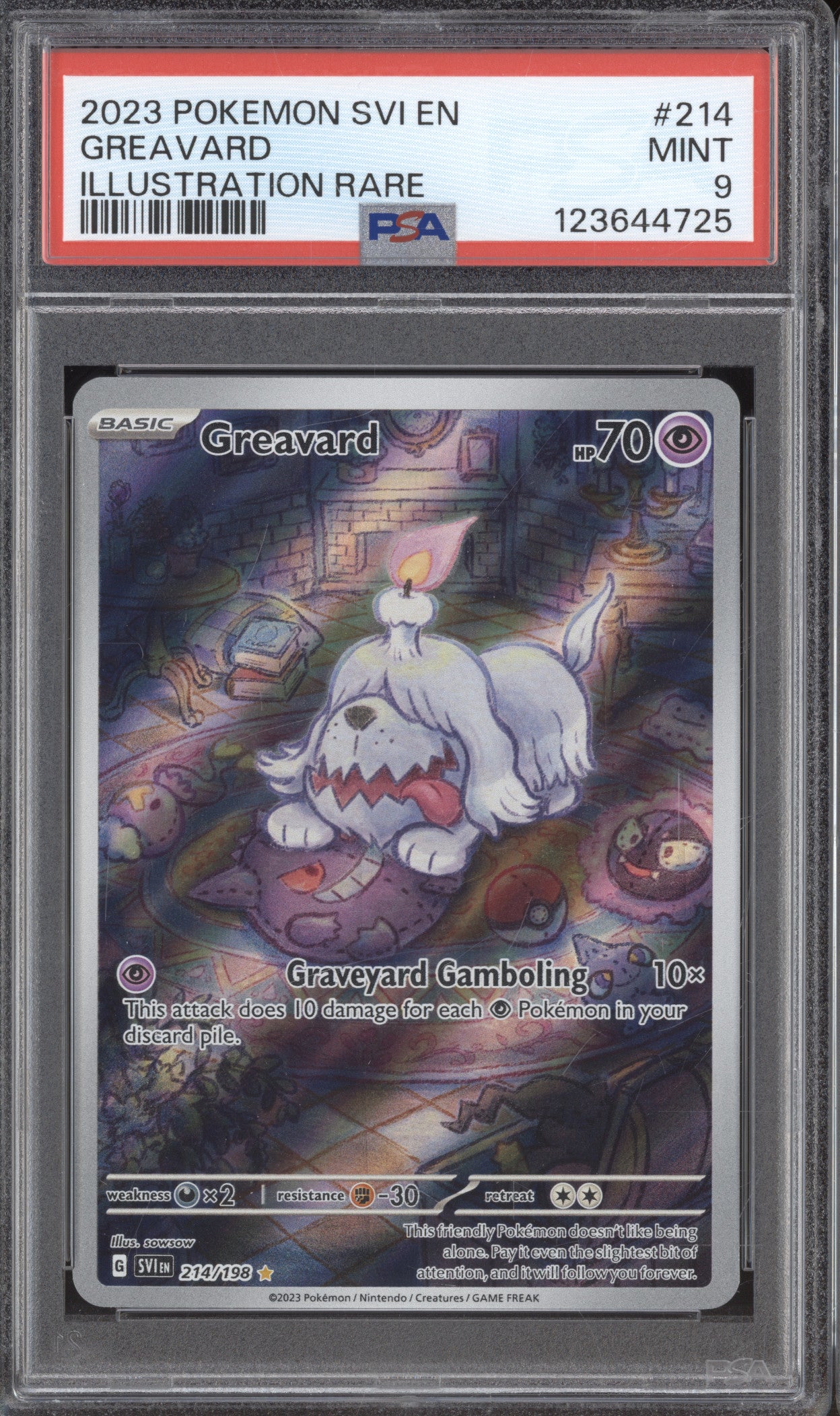 2023 Pokemon Scarlet & Violet SVI 214 Greavard Illustration Rare PSA 9