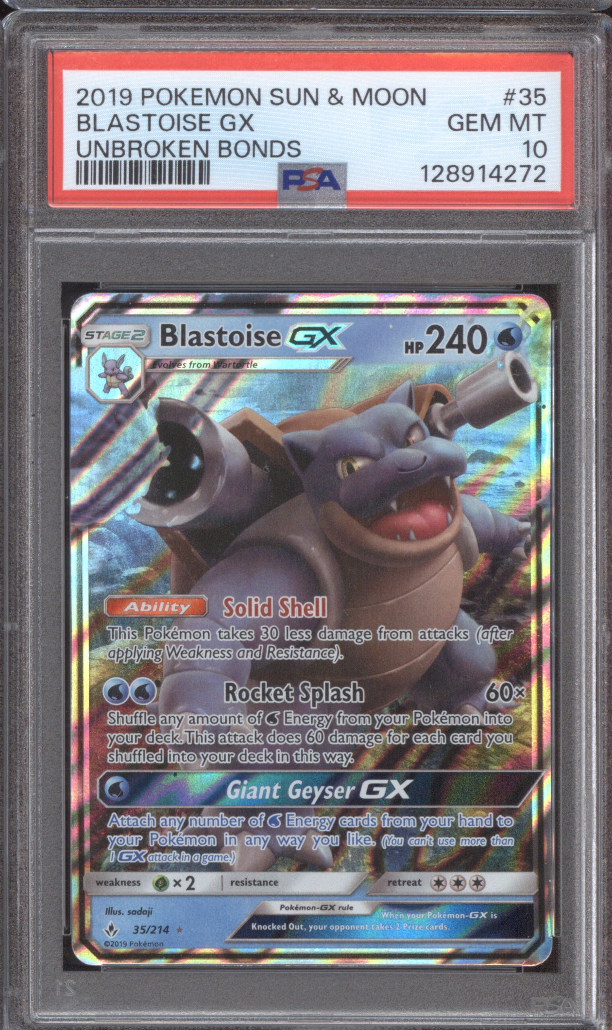 Blastoise GX 2019 Pokemon Unbroken Bonds 35/214 PSA 10
