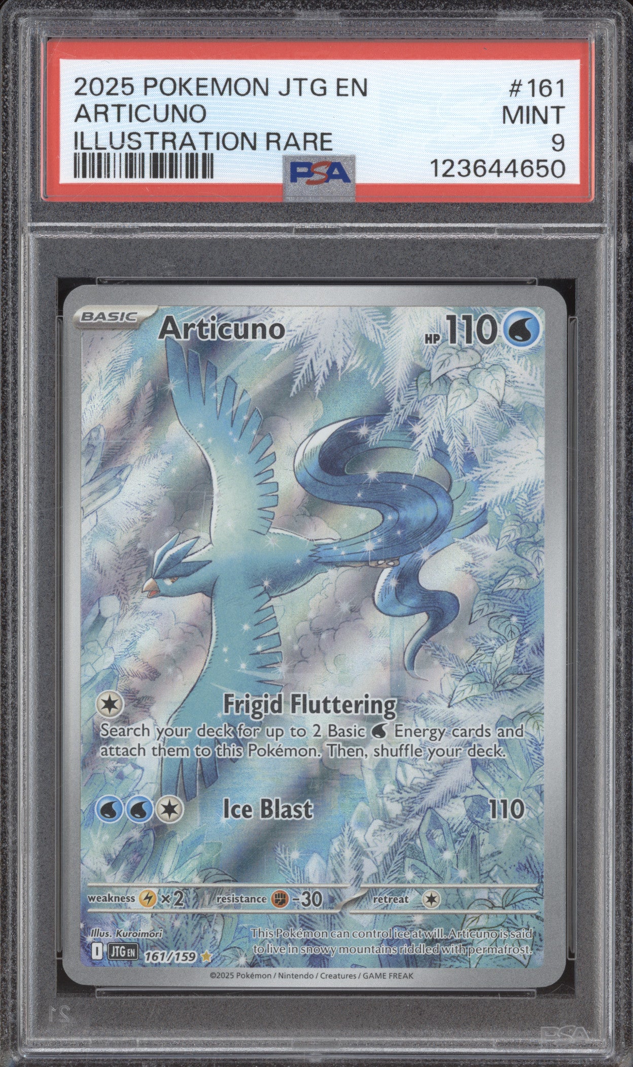 2025 Pokemon Journey Together JTG 161 Articuno Illustration Rare PSA 9