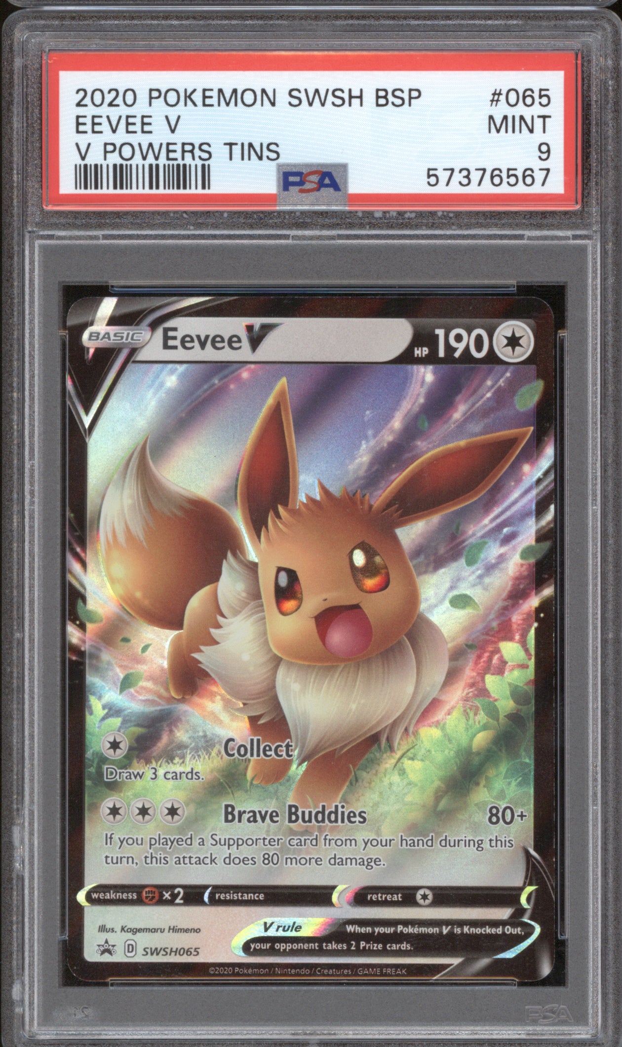 Eevee V 2020 Pokemon Sword & Shield Black Star Promo SWSH065 PSA 9