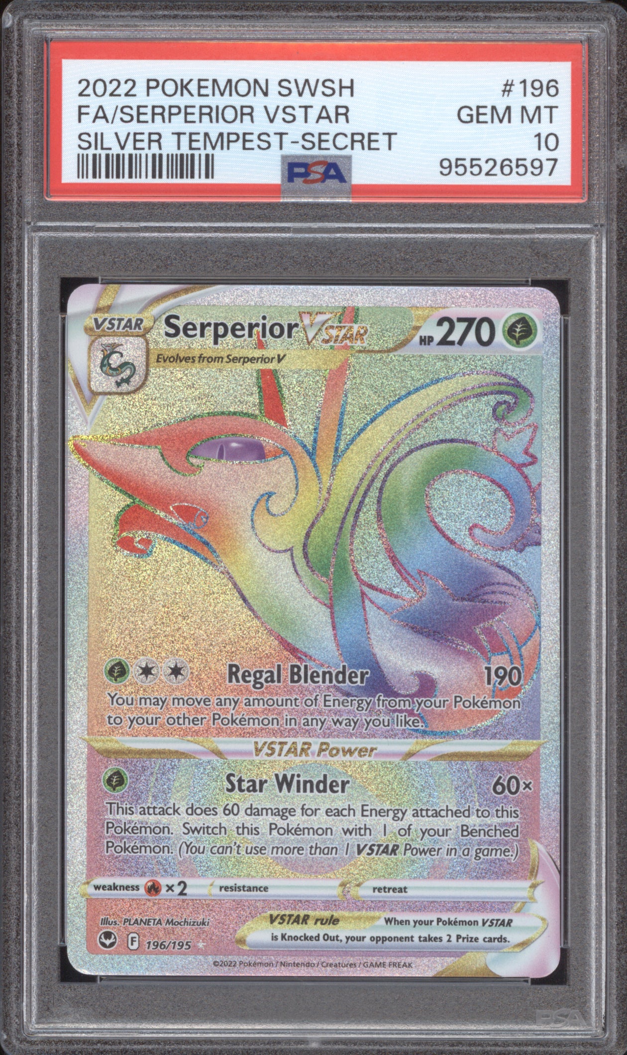 Serperior VSTAR 2022 Pokemon Silver Tempest 196/195 Secret Rare PSA 10