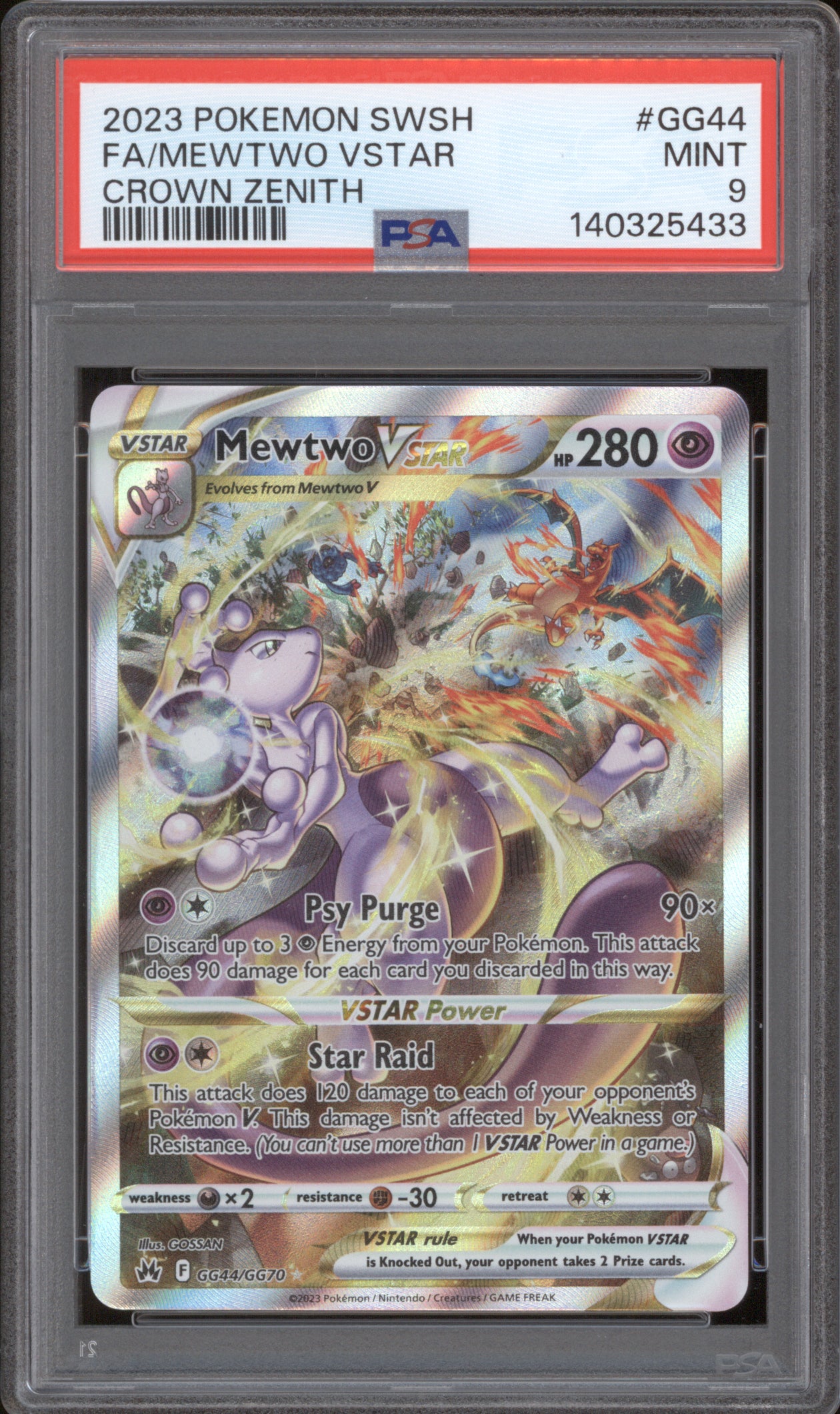 Mewtwo VSTAR 2023 Pokemon Crown Zenith GG44/GG70 Galarian Gallery PSA 9