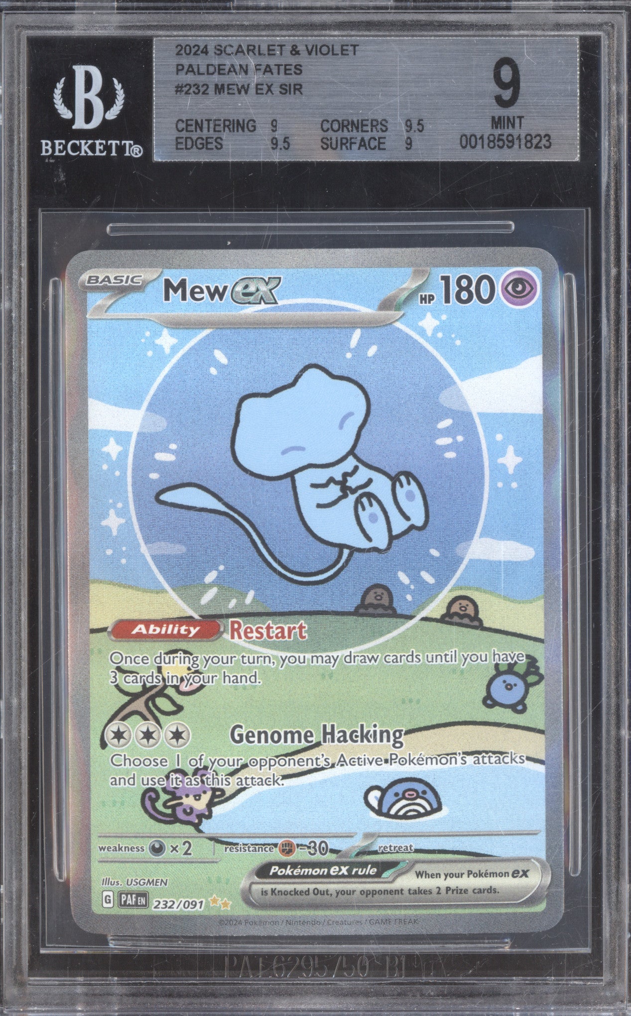 2024 Pokemon Paldean Fates 232/091 Mew ex Special Illustration Rare BGS 9