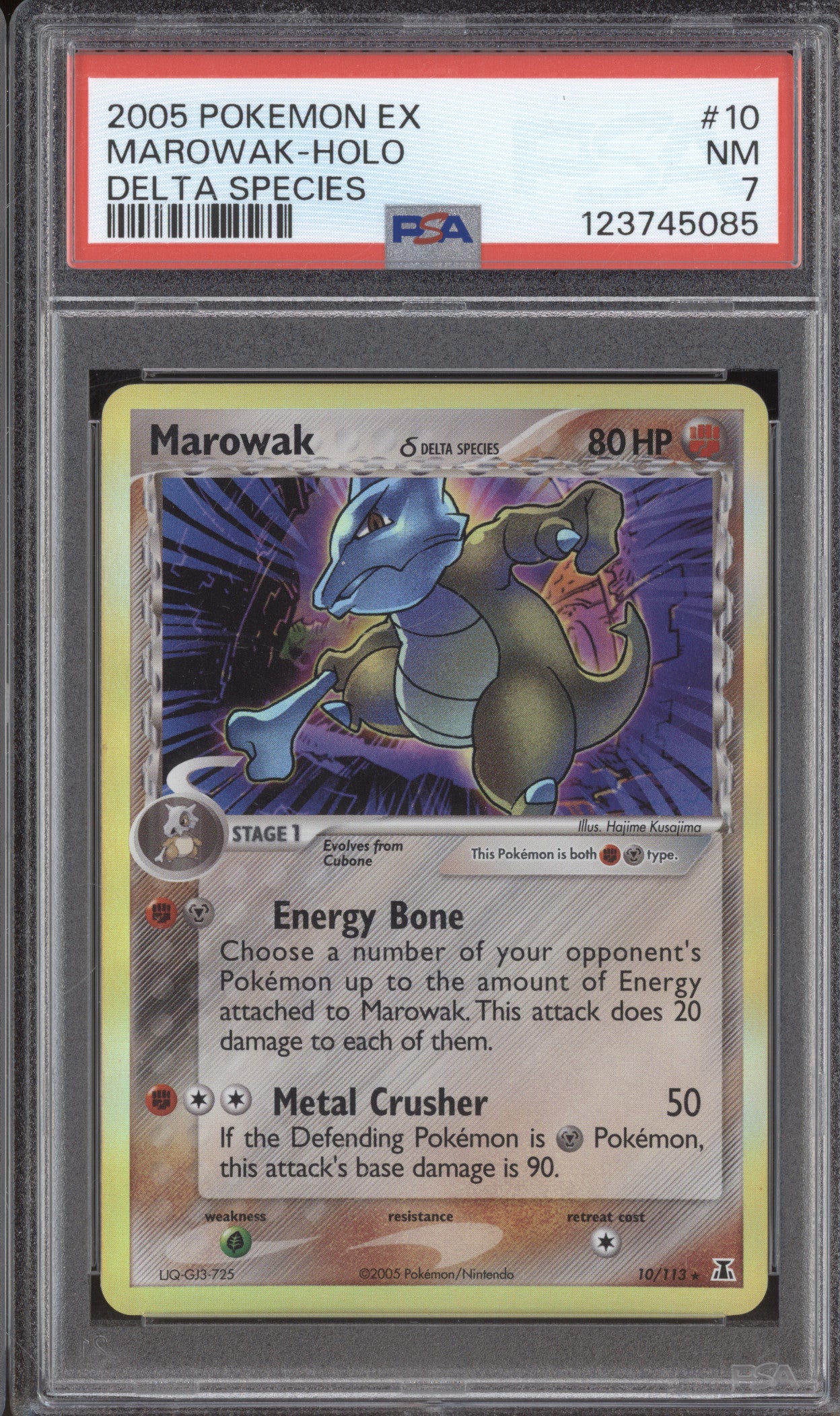 2005 Pokemon EX Delta Species 10 Marowak Reverse Holo NM PSA 7