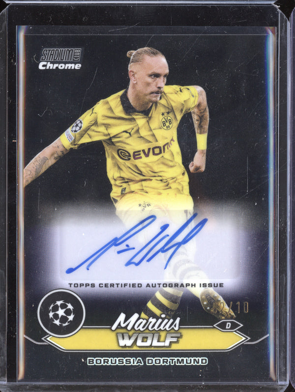 Marius Wolf 2023-24 Topps Stadium Club Chrome UEFA Black Refractor Auto 2/10