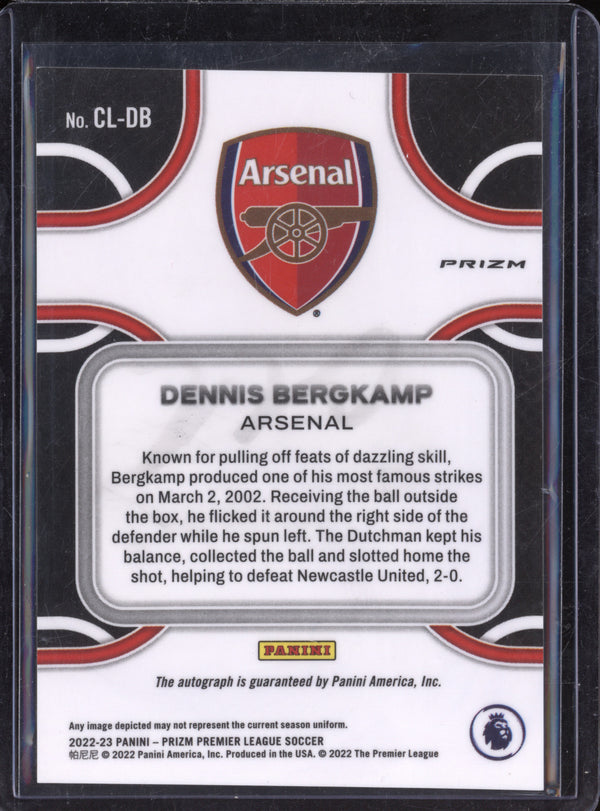 Dennis Bergkamp 2022-23 Panini Prizm CL-DB Club Legends Silver Choice Auto