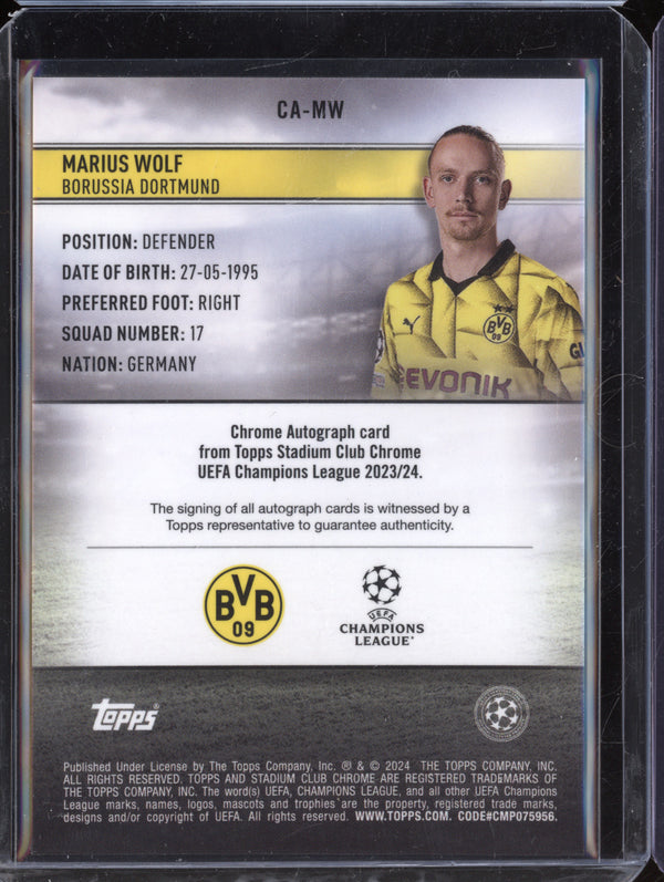 Marius Wolf 2023-24 Topps Stadium Club Chrome UEFA Black Refractor Auto 2/10