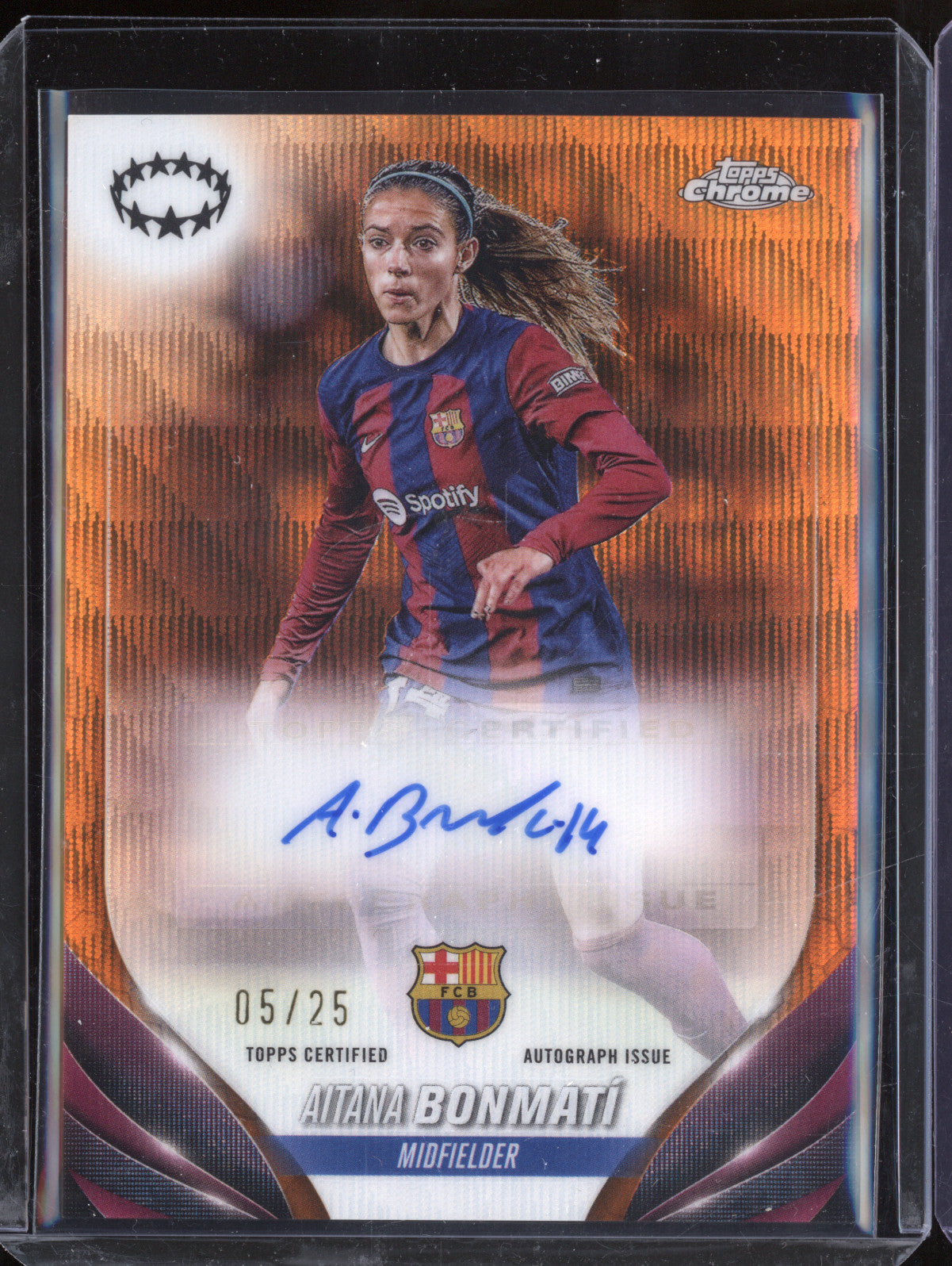 Aitana Bonmati 2023-24 Topps Chrome UWCL A-AB Autograph Orange Wave 5/25