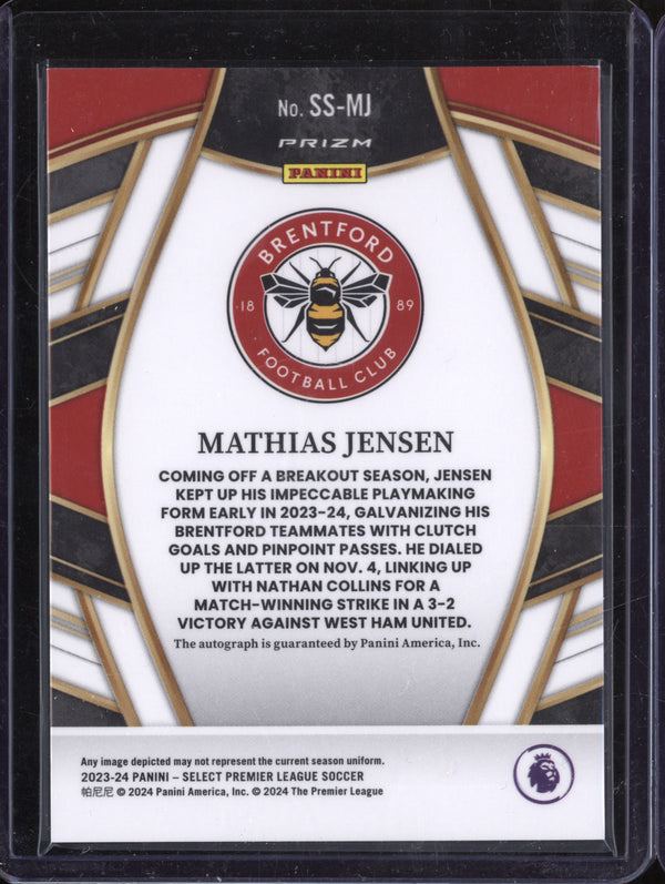 Mathias Jensen 2023-24 Panini Select Premier League SS-MJ Select Sig Peacock