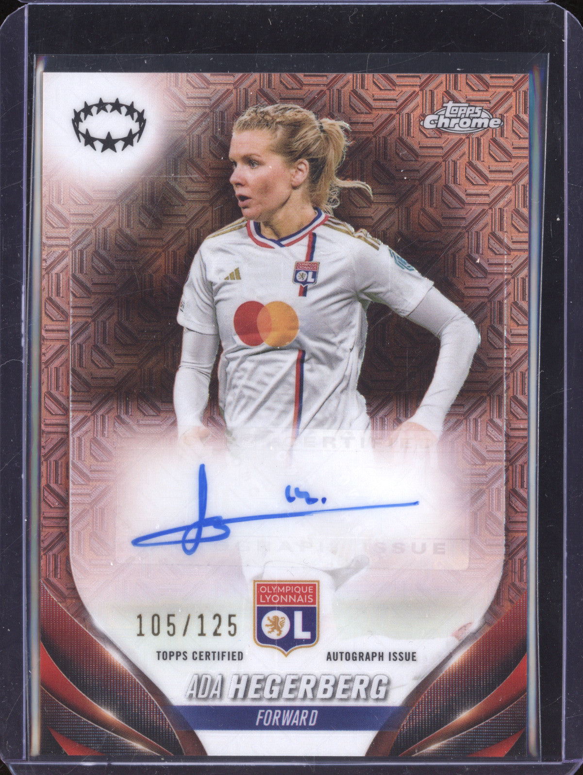 Ada Hegerberg 2023-24 Topps Chrome UWCL A-AH Autograph Rose Gold Mojo 105/125